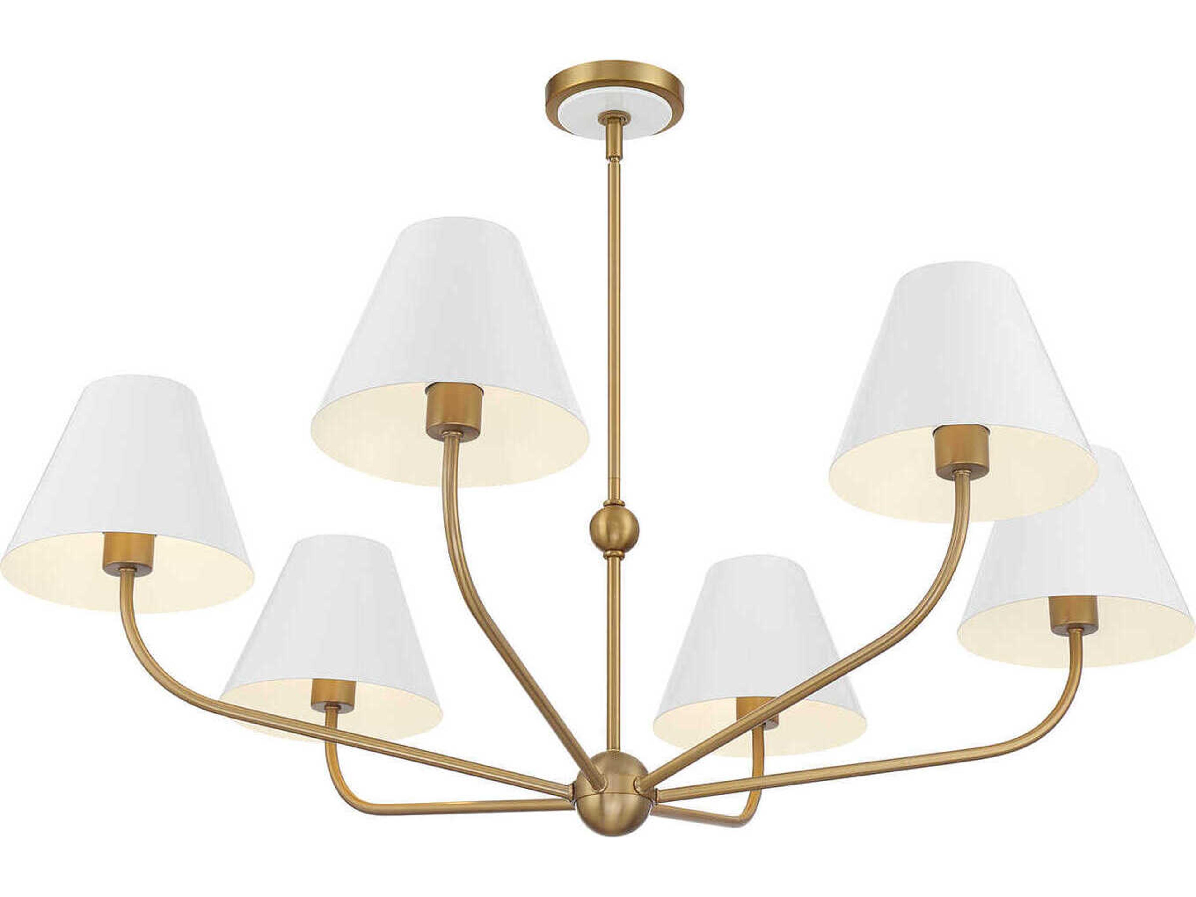 Crystorama Xavier 6-Light Vibrant Gold White Candelabra Chandelier