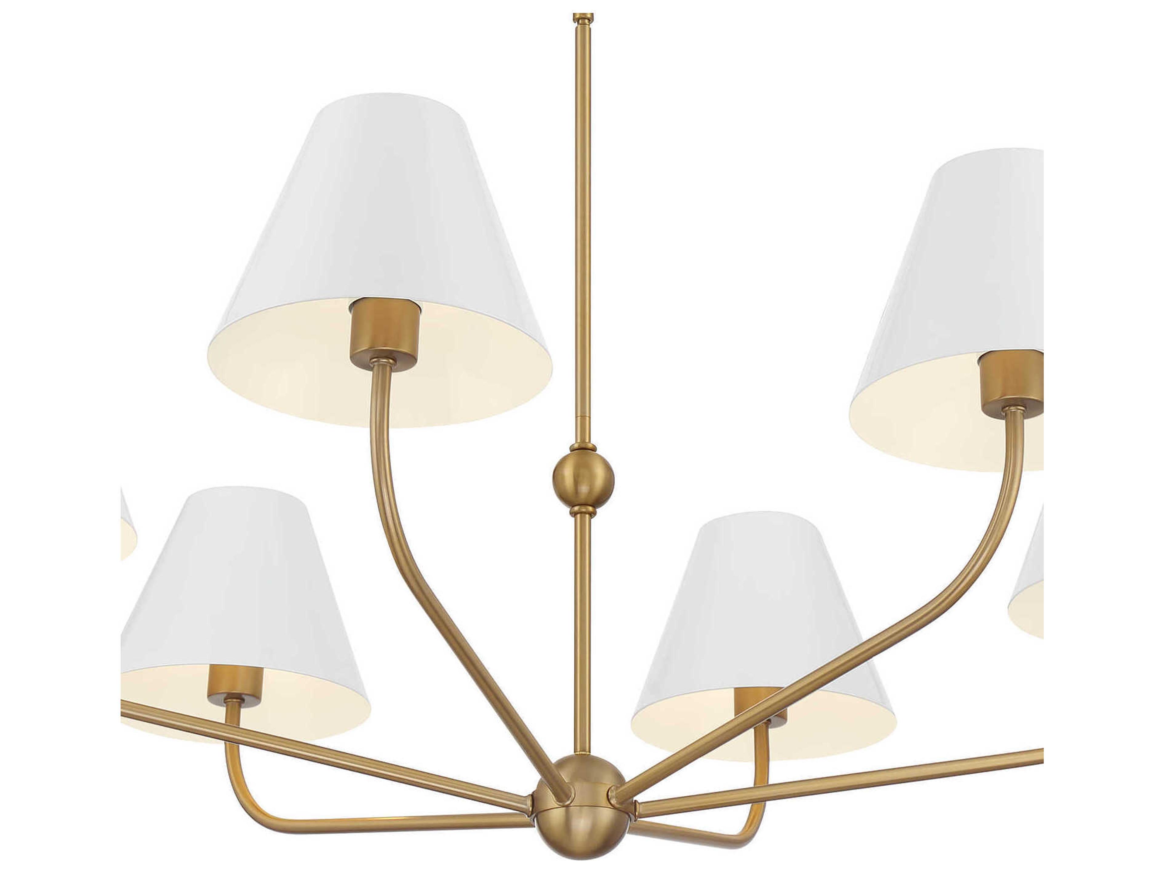 Crystorama Xavier 6-Light Vibrant Gold White Candelabra Chandelier