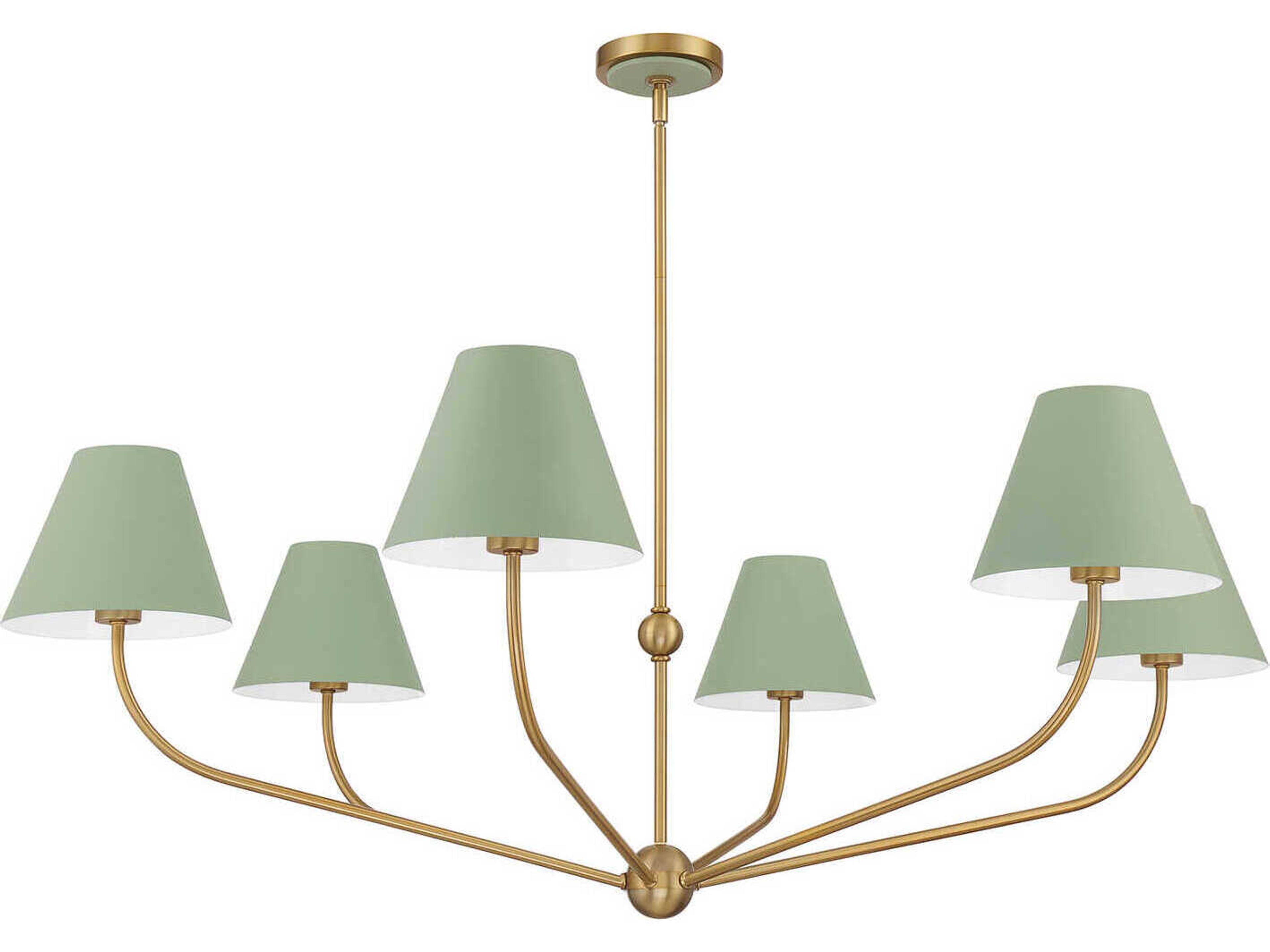 Crystorama Xavier 6-Light Vibrant Gold Green Candelabra Chandelier