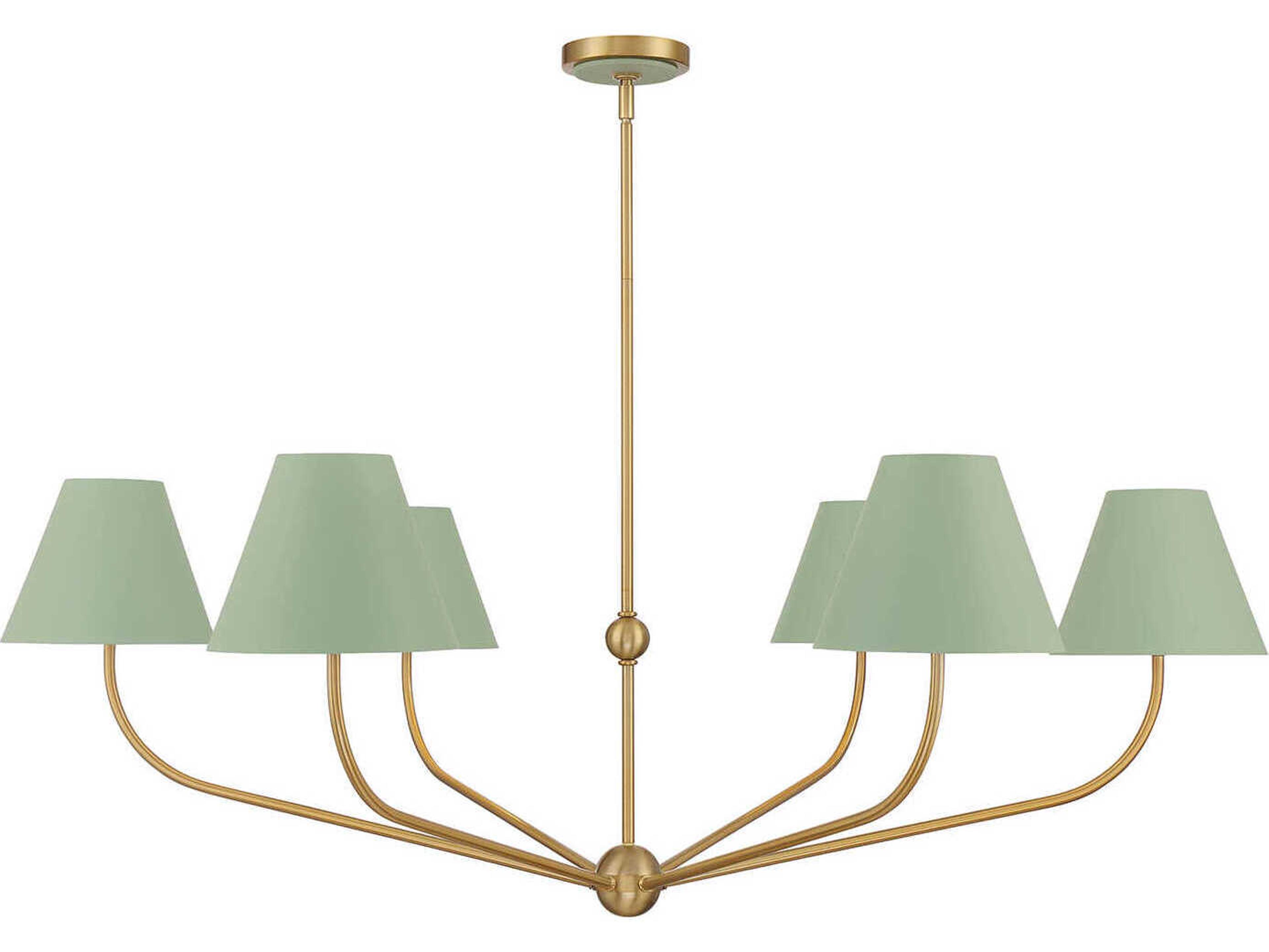 Crystorama Xavier 6-Light Vibrant Gold Green Candelabra Chandelier