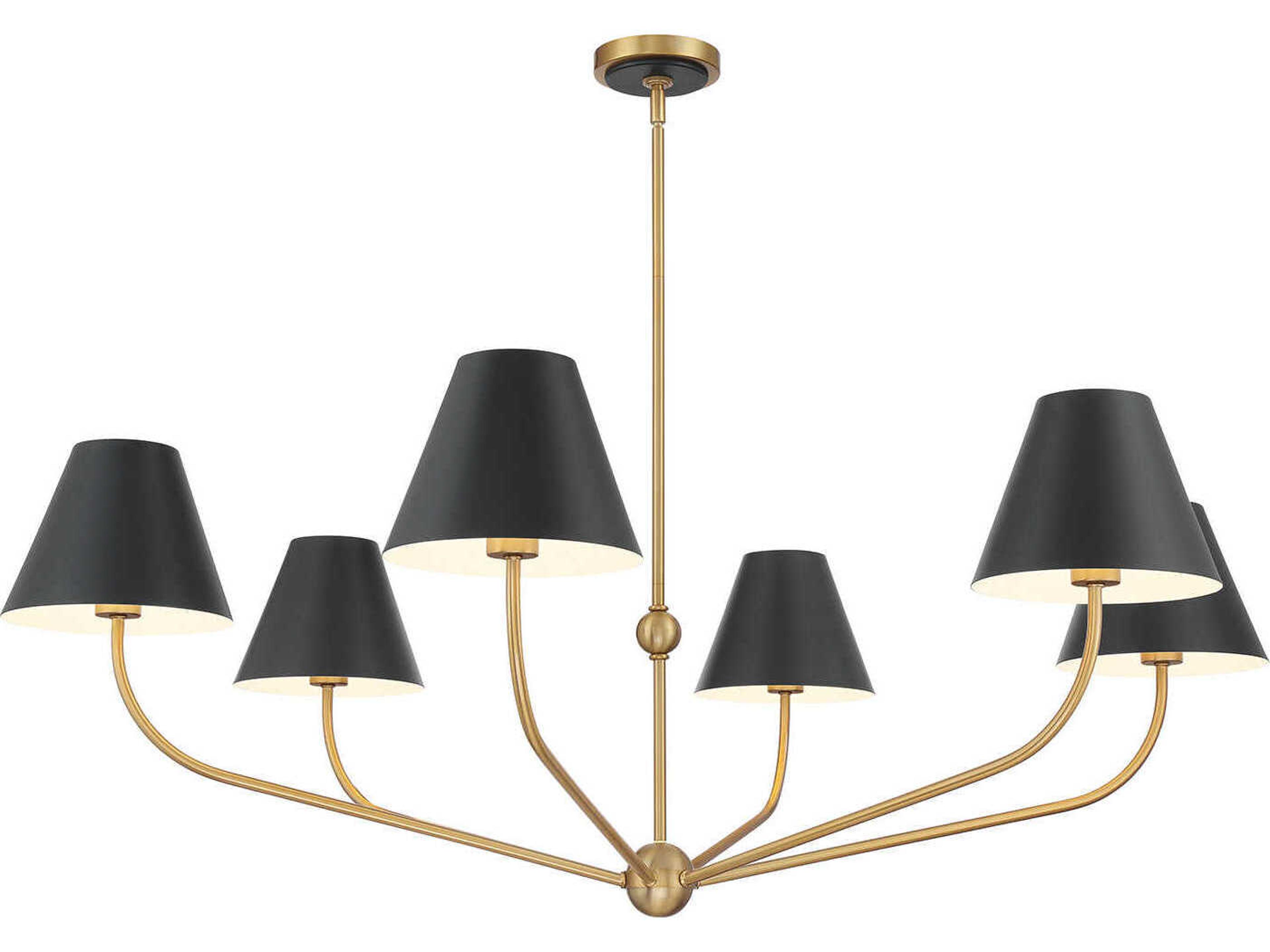Xavier 6-Light Vibrant Gold Matte Black Candelabra Chandelier