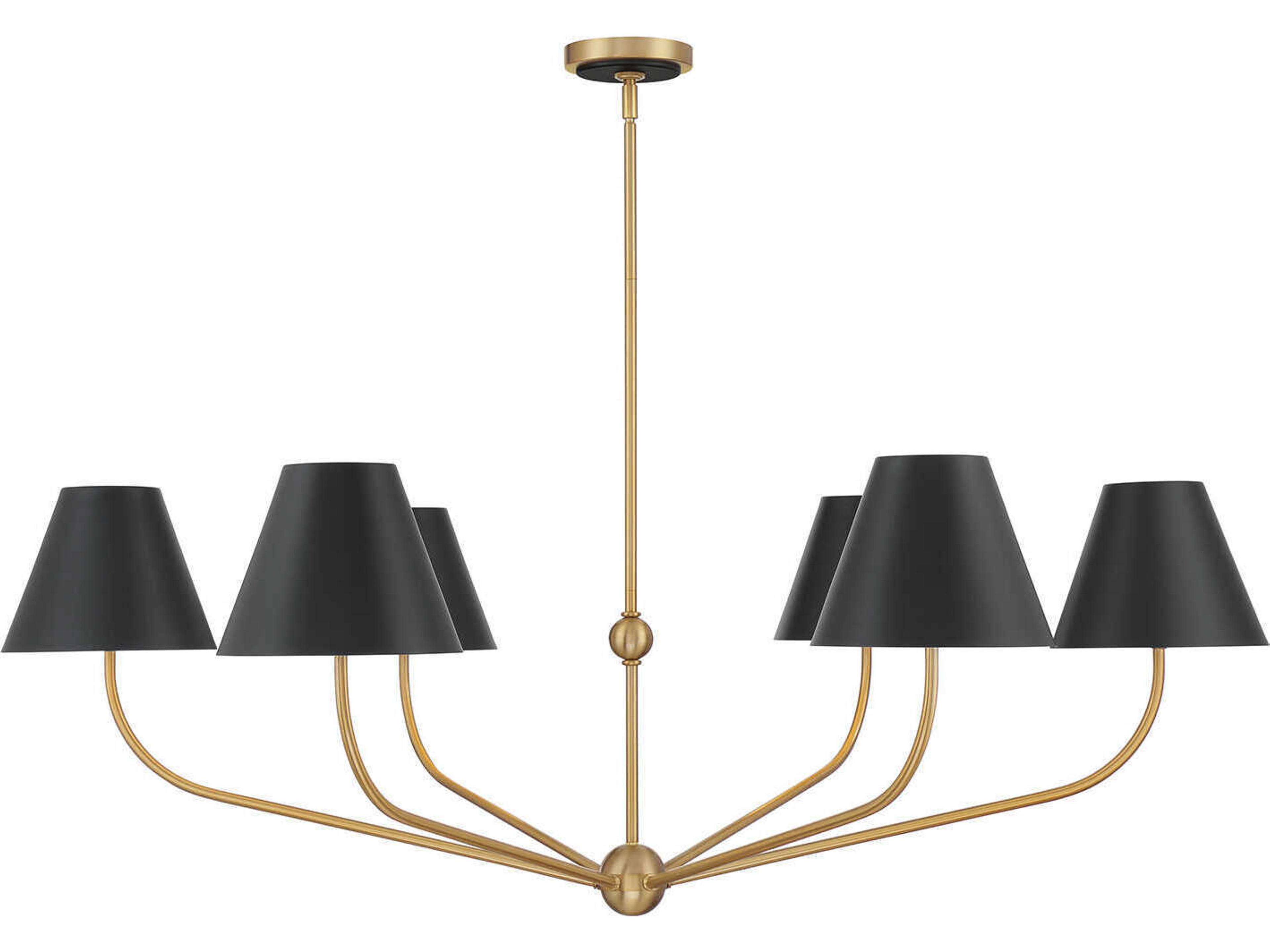 Crystorama Xavier 6-Light Vibrant Gold Matte Black Candelabra Chandelier