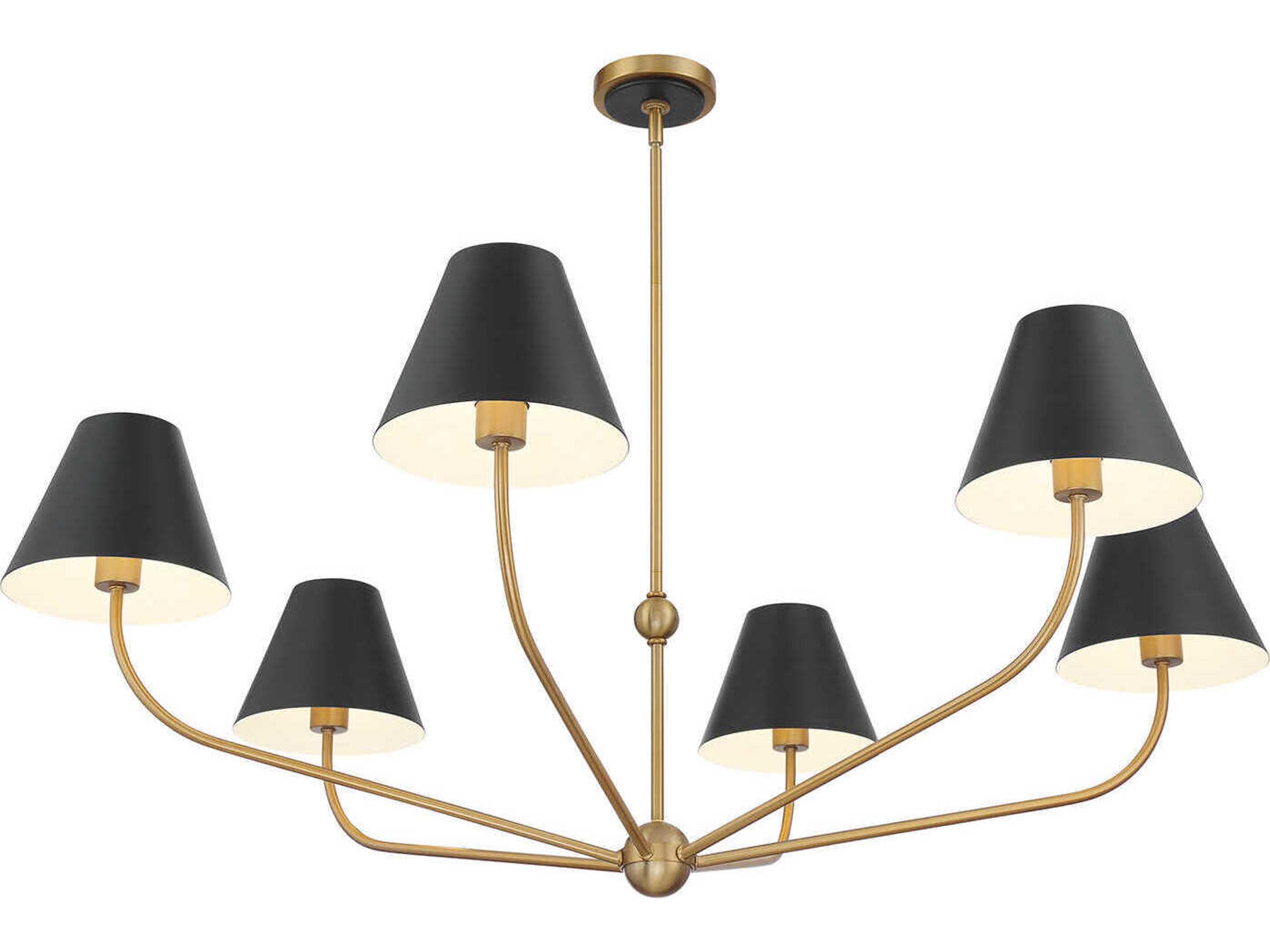 Crystorama Xavier 6-Light Vibrant Gold Matte Black Candelabra Chandelier