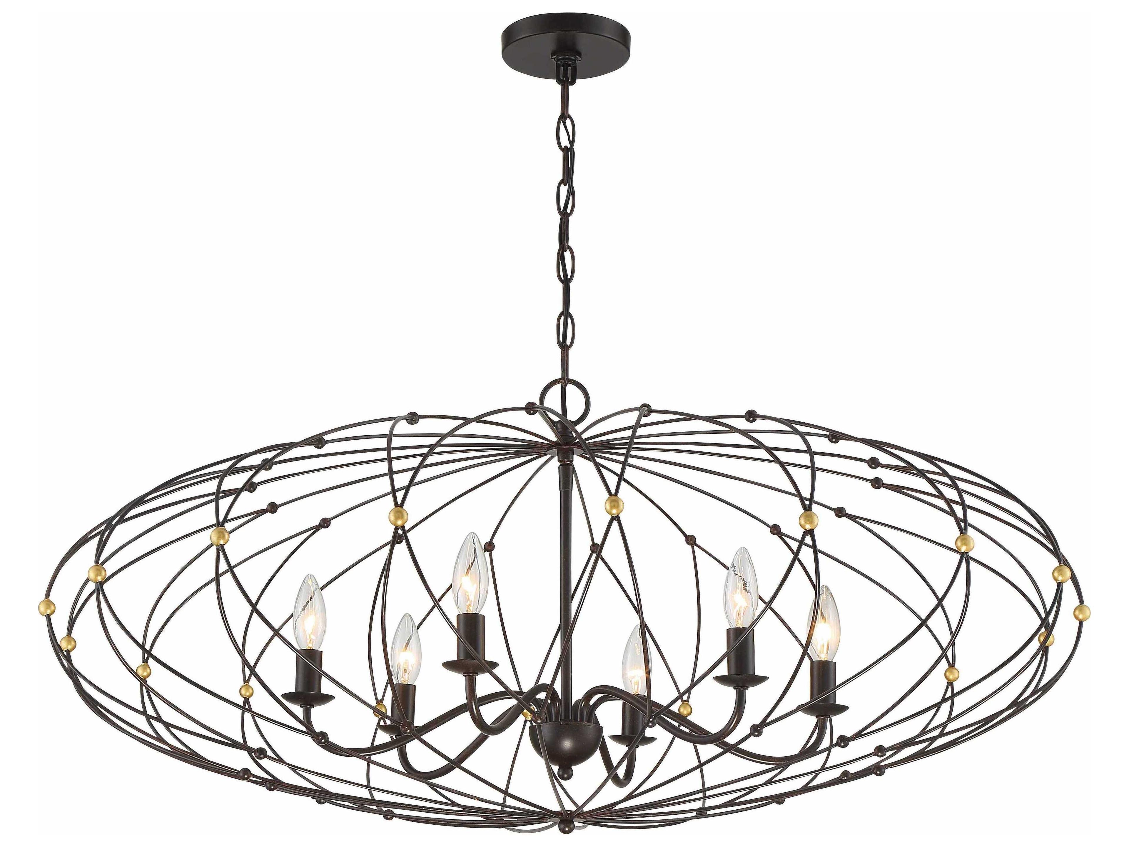 Crystorama Zucca 6-Light English Bronze Antique Gold Candelabra Chandelier