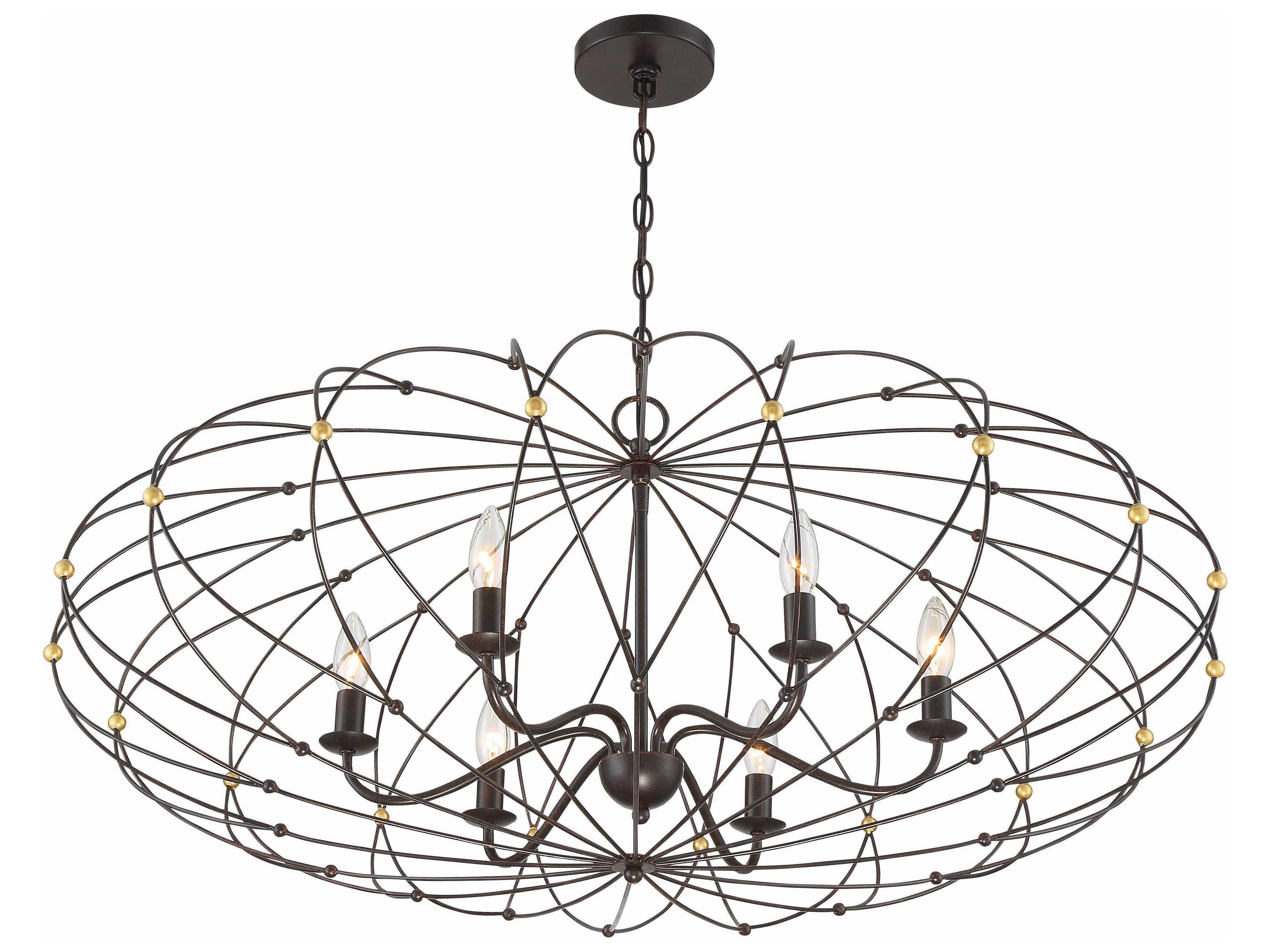 Crystorama Zucca 6-Light English Bronze Antique Gold Candelabra Chandelier