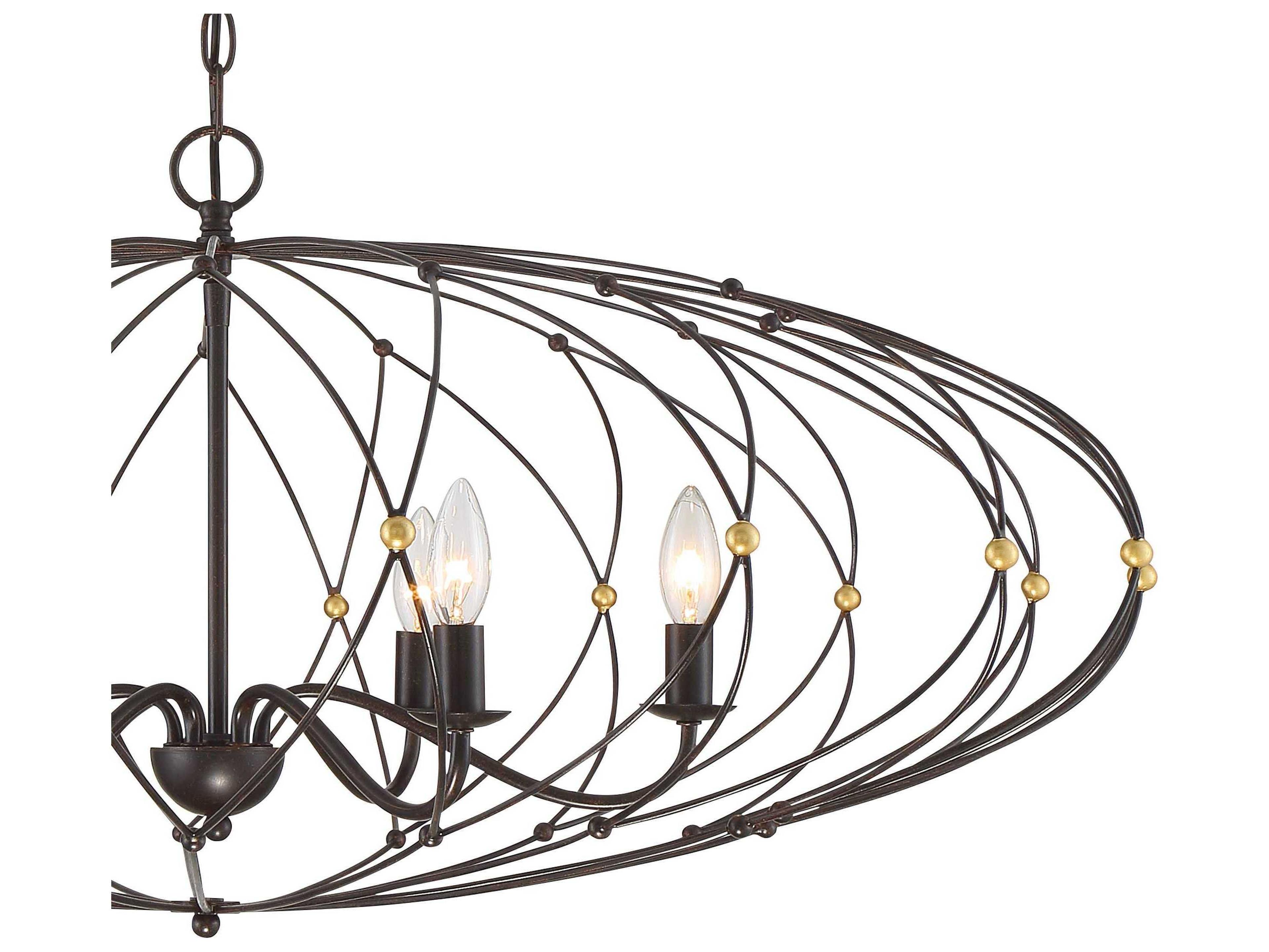 Crystorama Zucca 6-Light English Bronze Antique Gold Candelabra Chandelier