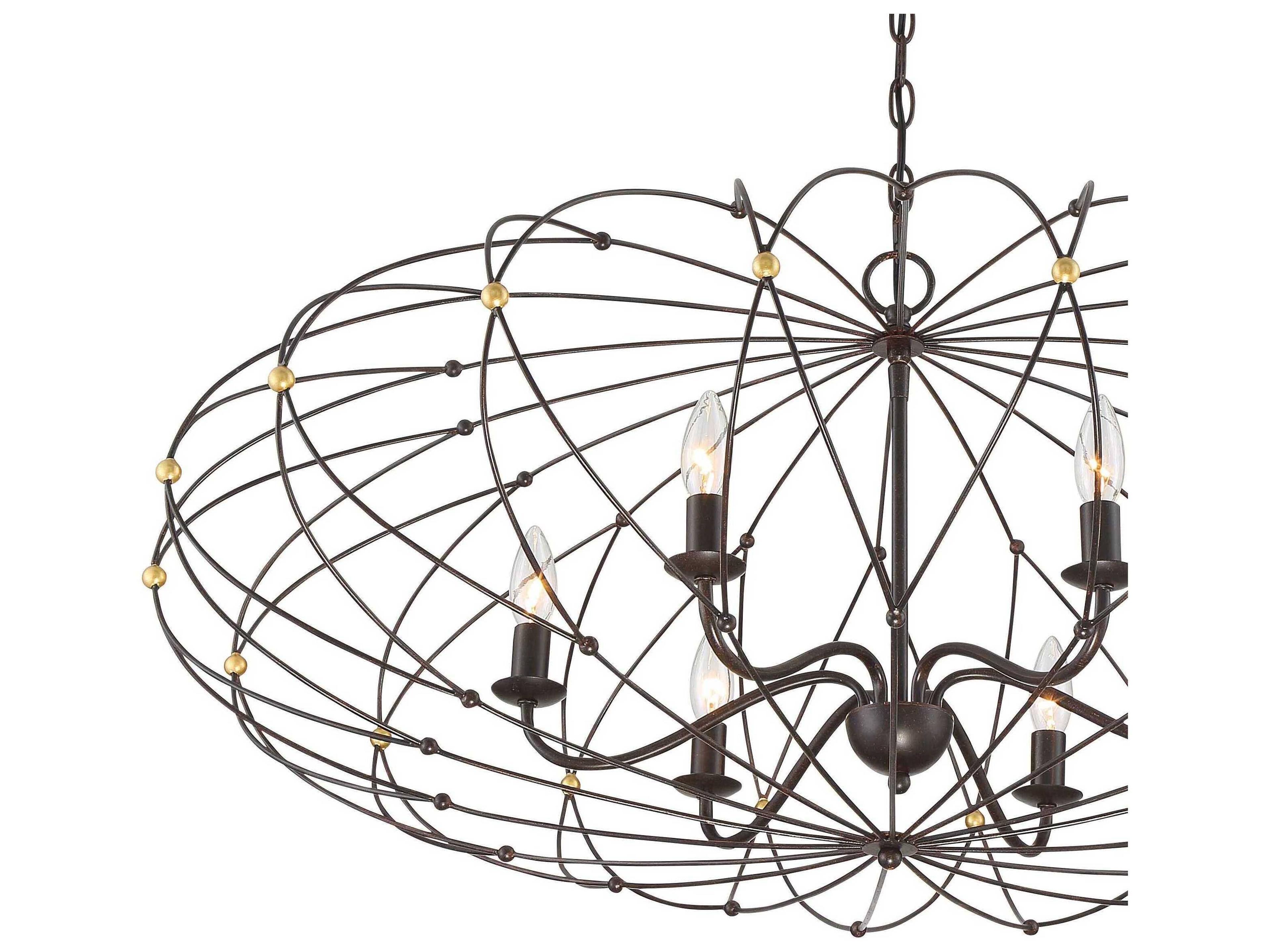 Crystorama Zucca 6-Light English Bronze Antique Gold Candelabra Chandelier