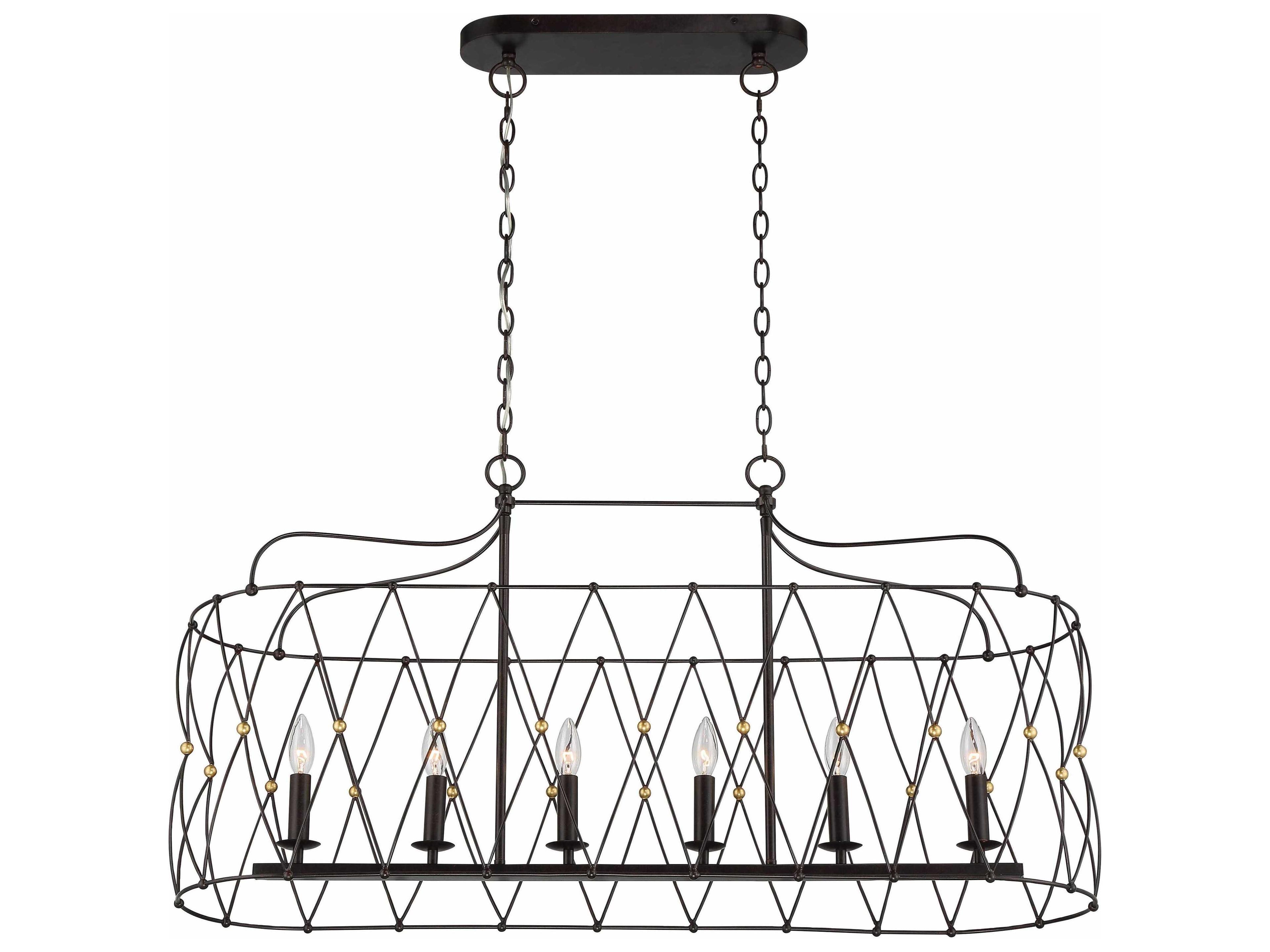 Crystorama Zucca 6-Light English Bronze Antique Gold Island Pendant