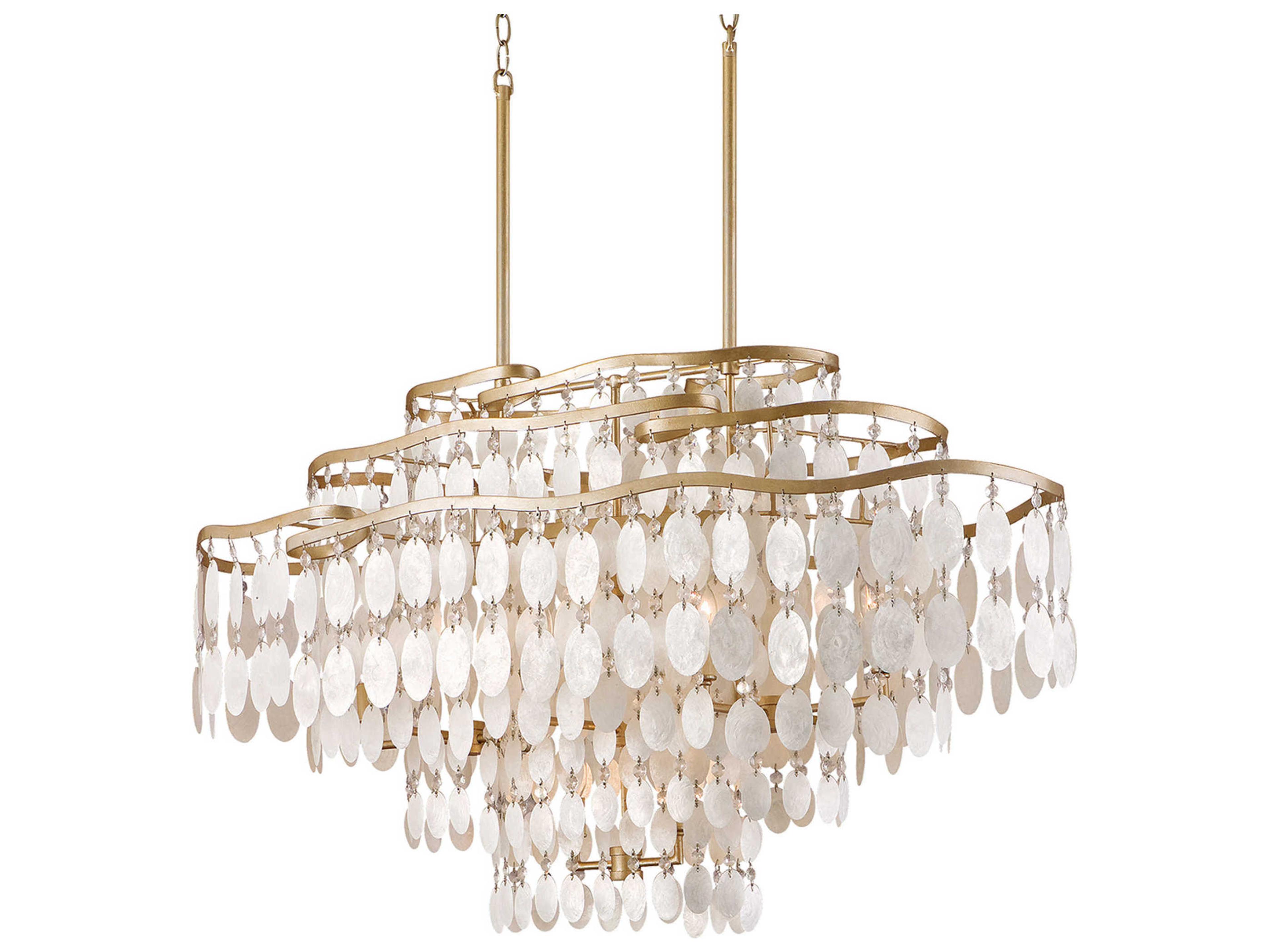 Dolce 12-Light Champagne Leaf Gold Crystal Tiered Island Pendant