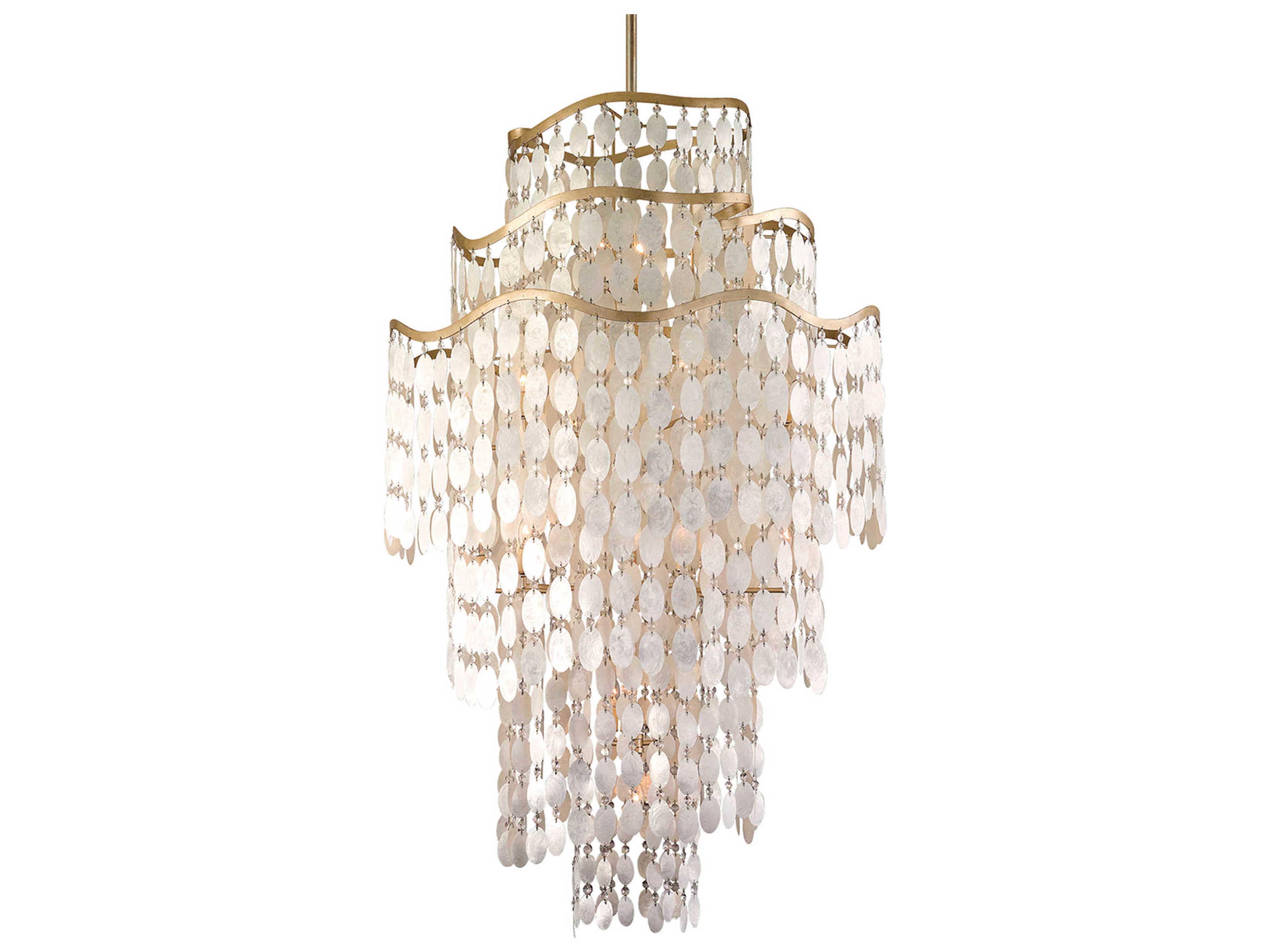 Dolce 19-Light9-Light Champagne Leaf Gold Crystal Tiered Pendant