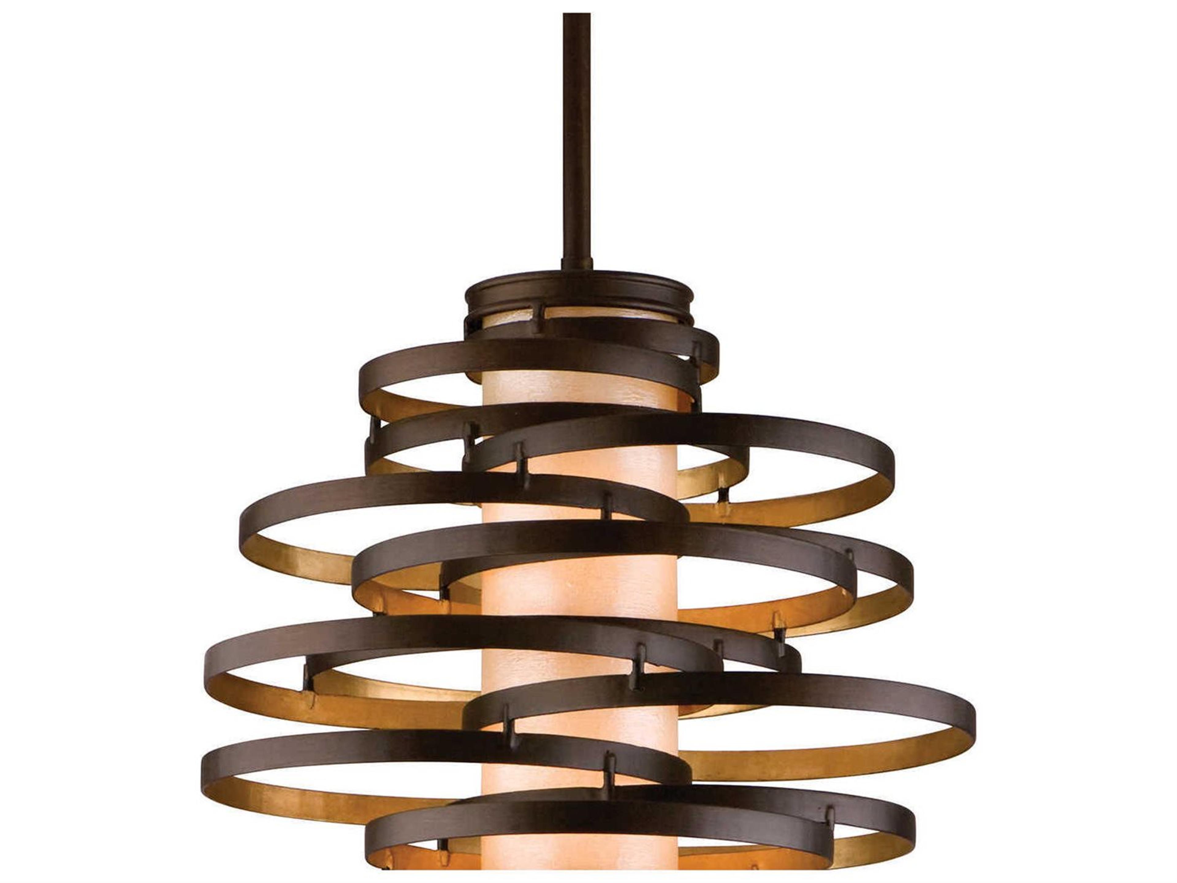 Corbett Lighting Vertigo 2-Light Bronze With Gold Leaf Glass Pendant