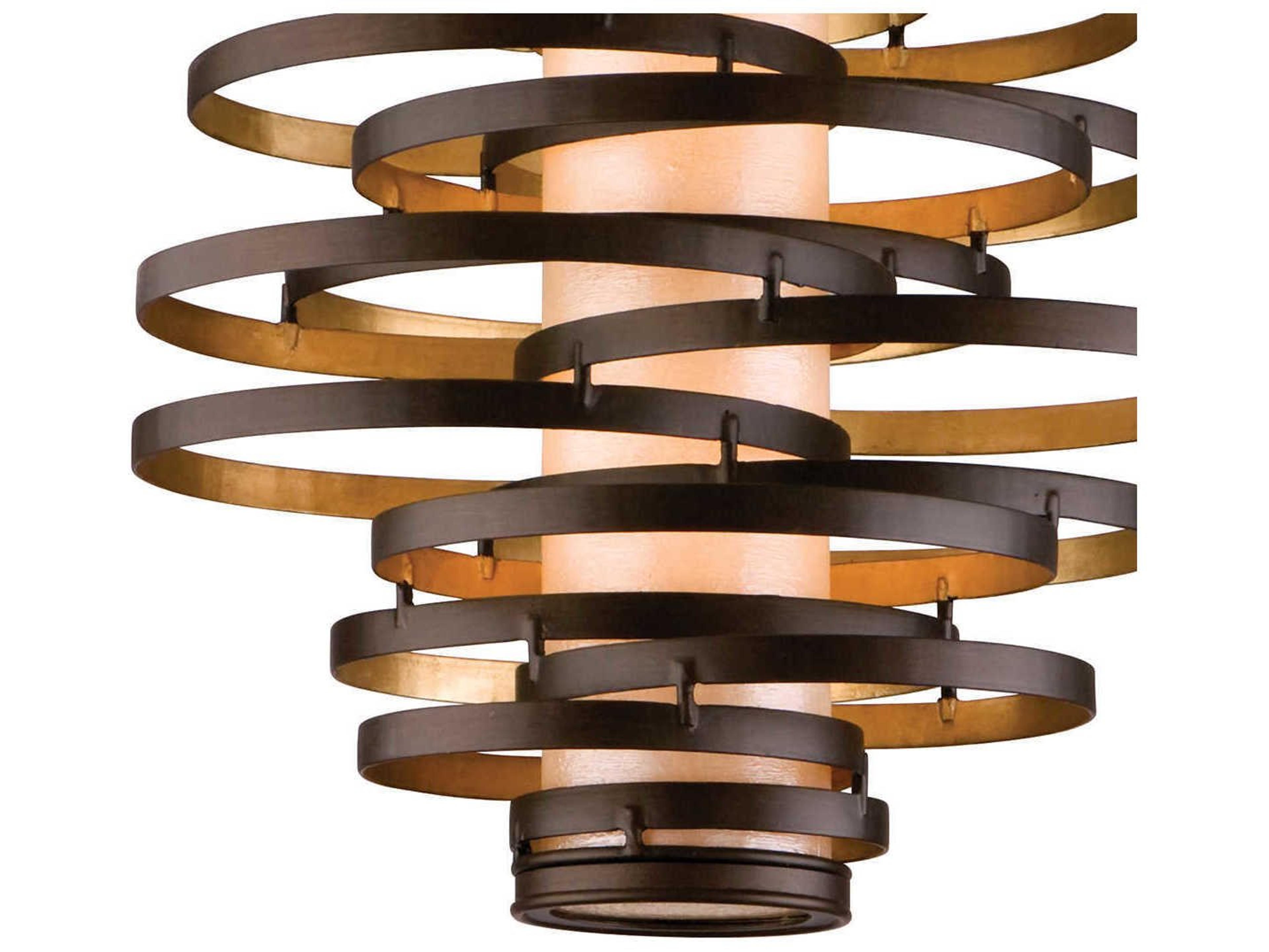 Corbett Lighting Vertigo 2-Light Bronze With Gold Leaf Glass Pendant