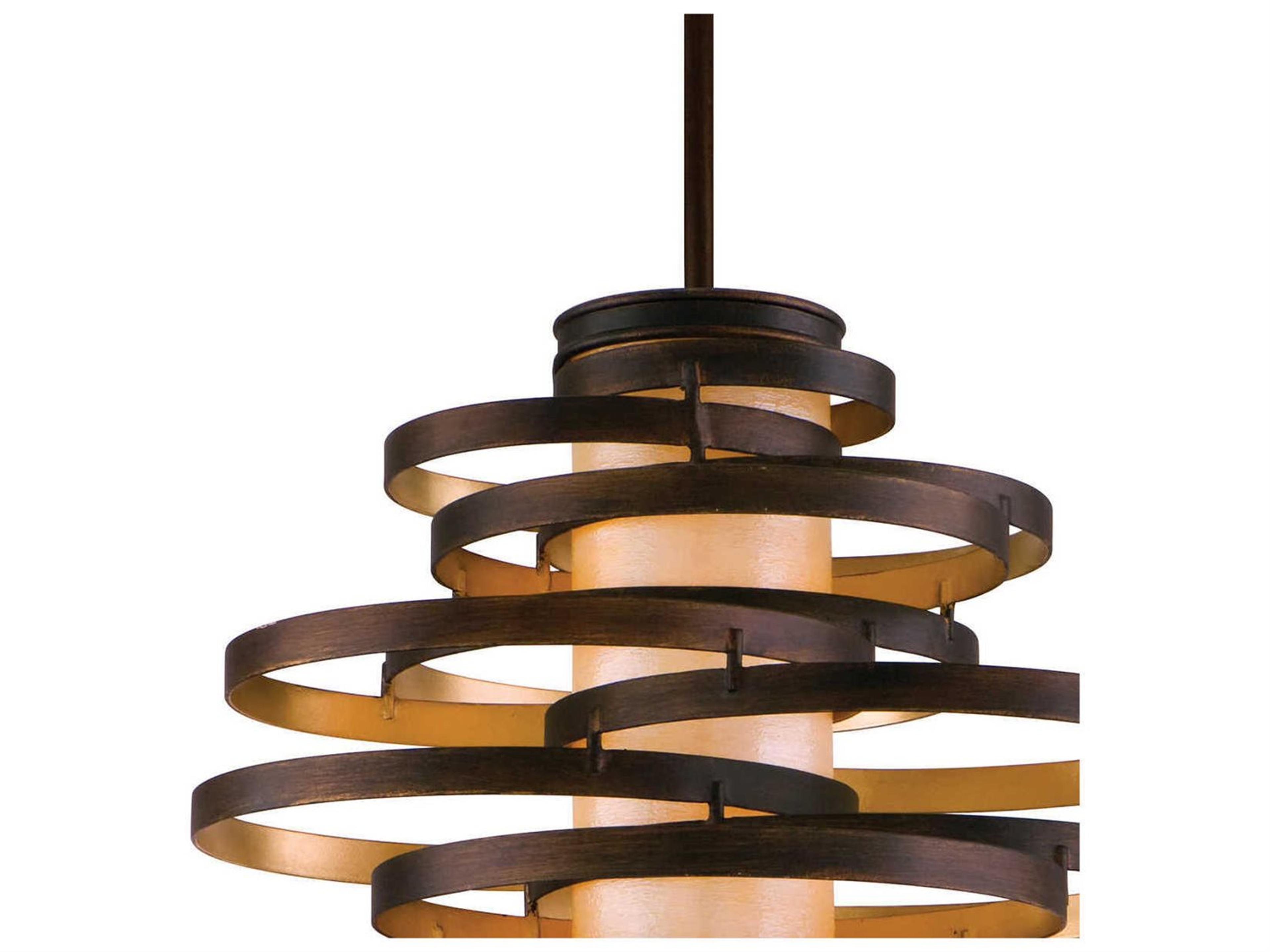 Corbett Lighting Vertigo 3-Light Bronze With Gold Leaf Glass Pendant