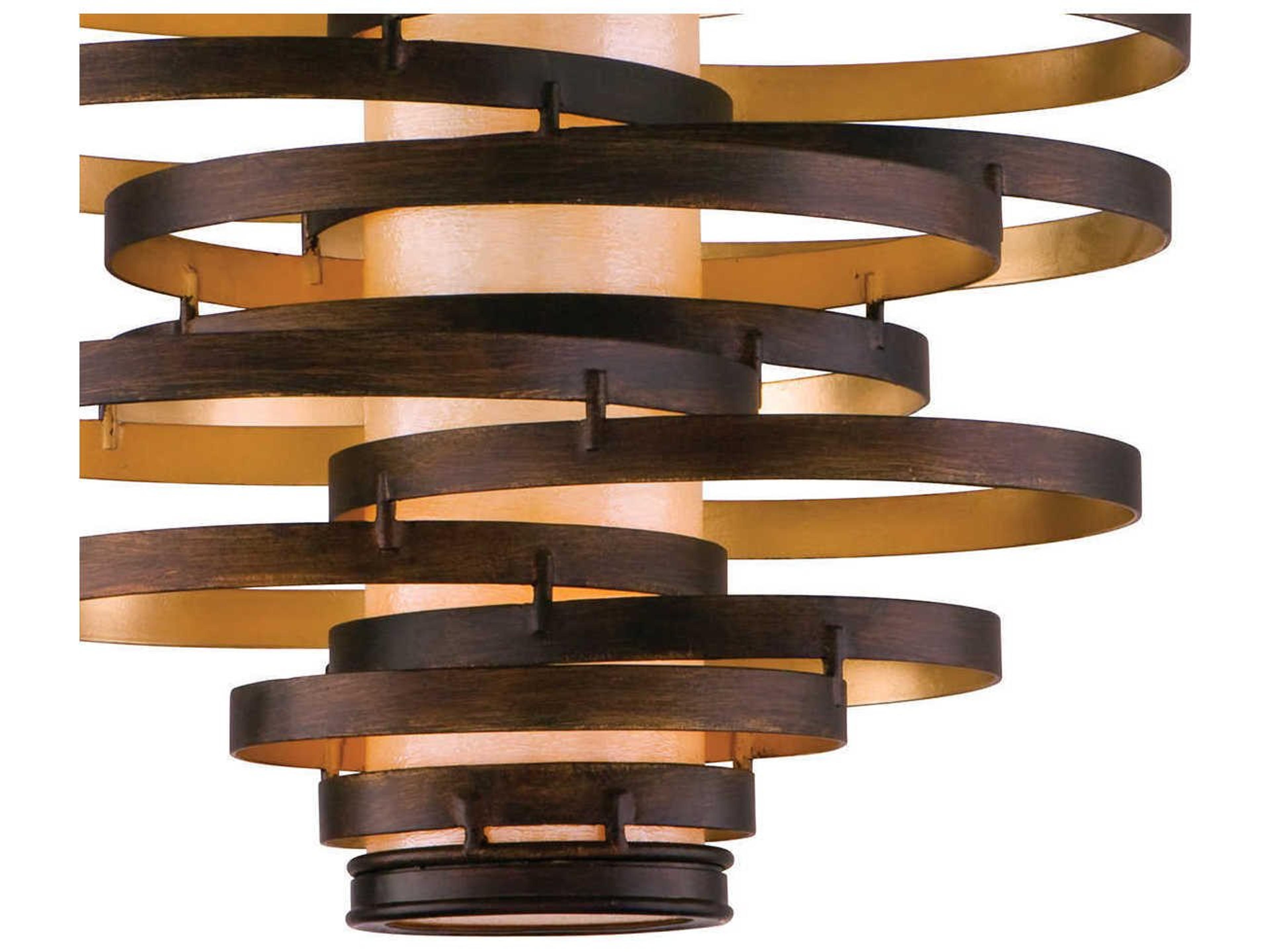 Corbett Lighting Vertigo 3-Light Bronze With Gold Leaf Glass Pendant