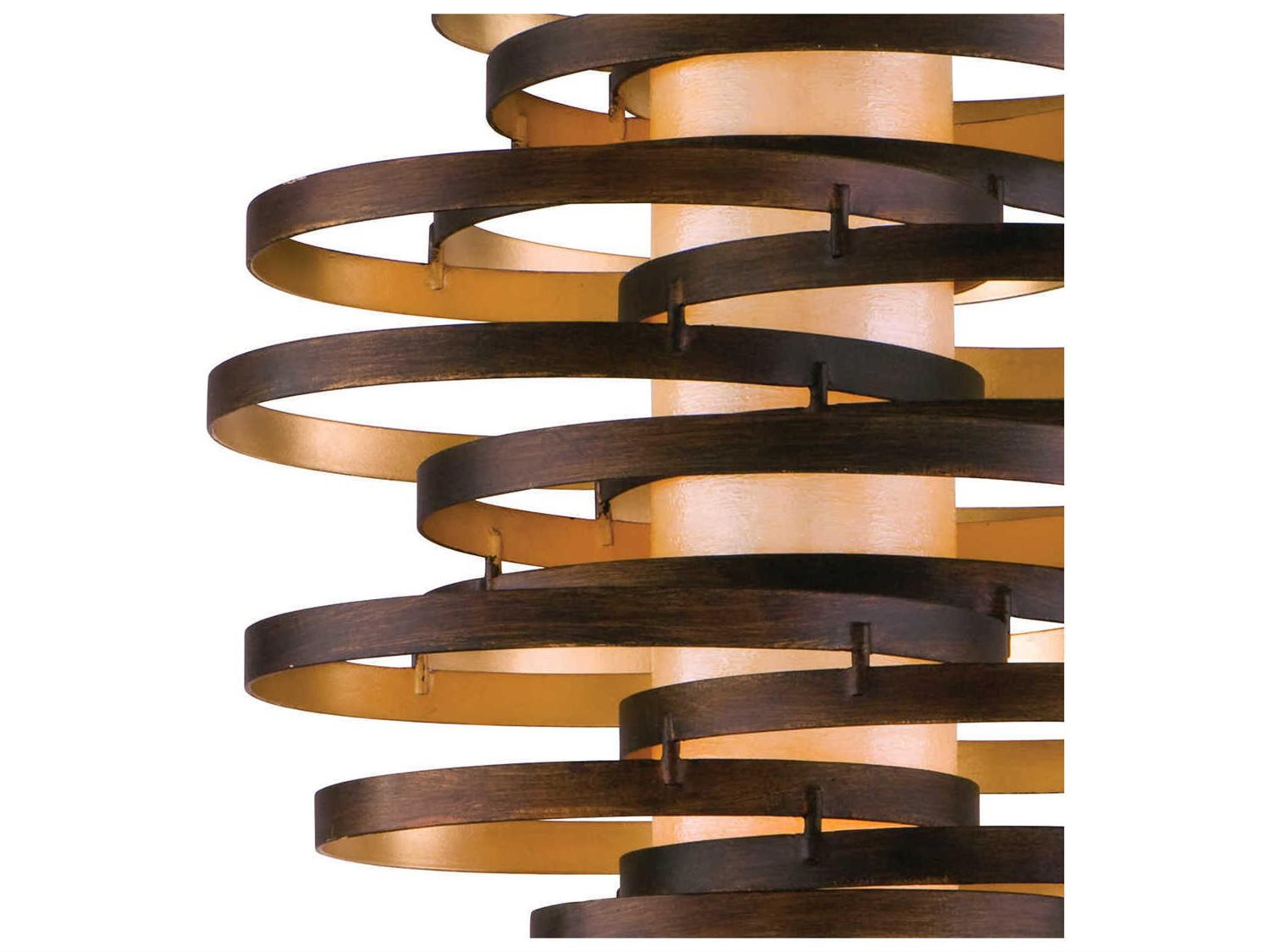 Corbett Lighting Vertigo 3-Light Bronze With Gold Leaf Glass Pendant