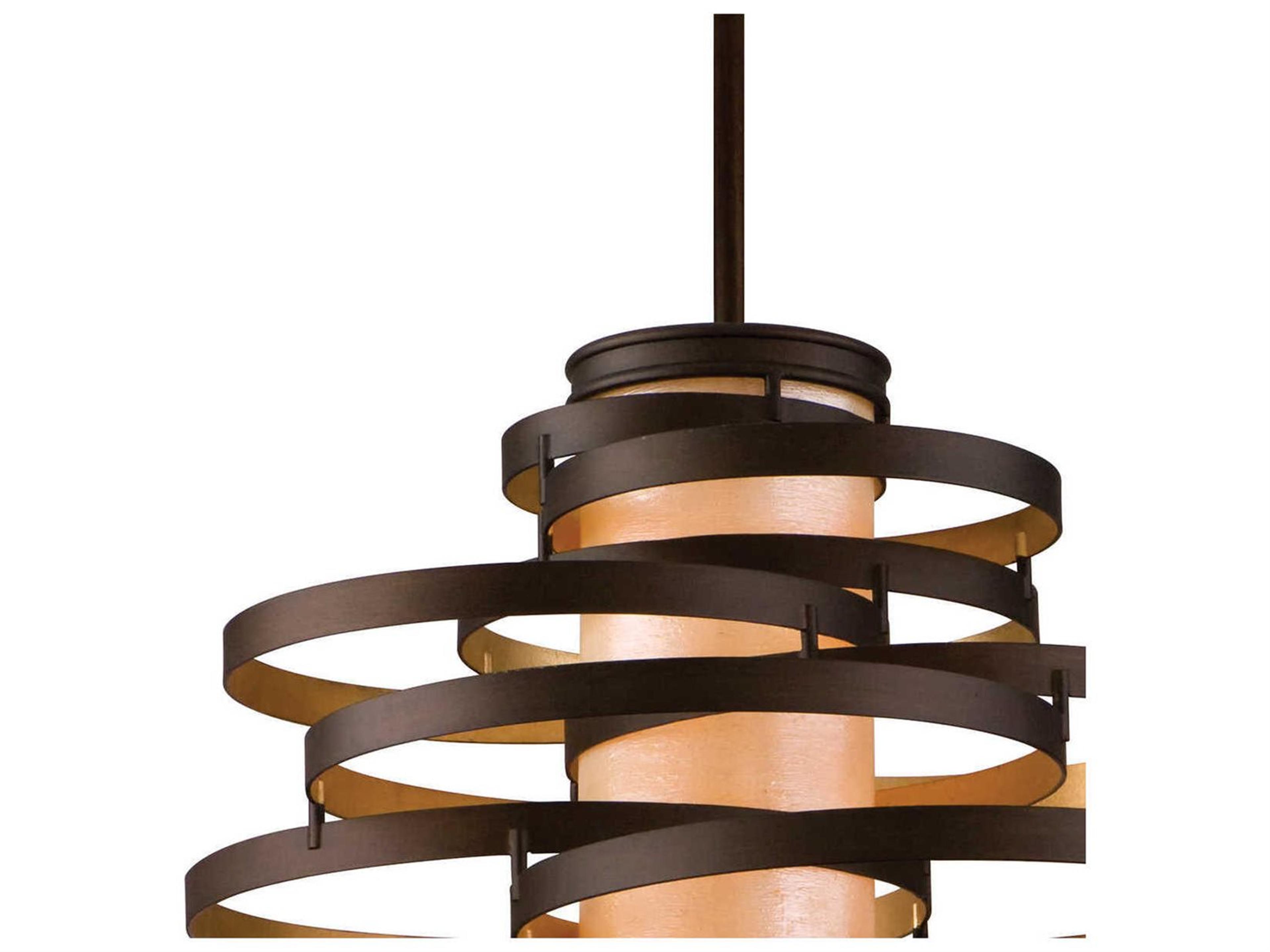 Corbett Lighting Vertigo 4-Light Bronze With Gold Leaf Glass Pendant