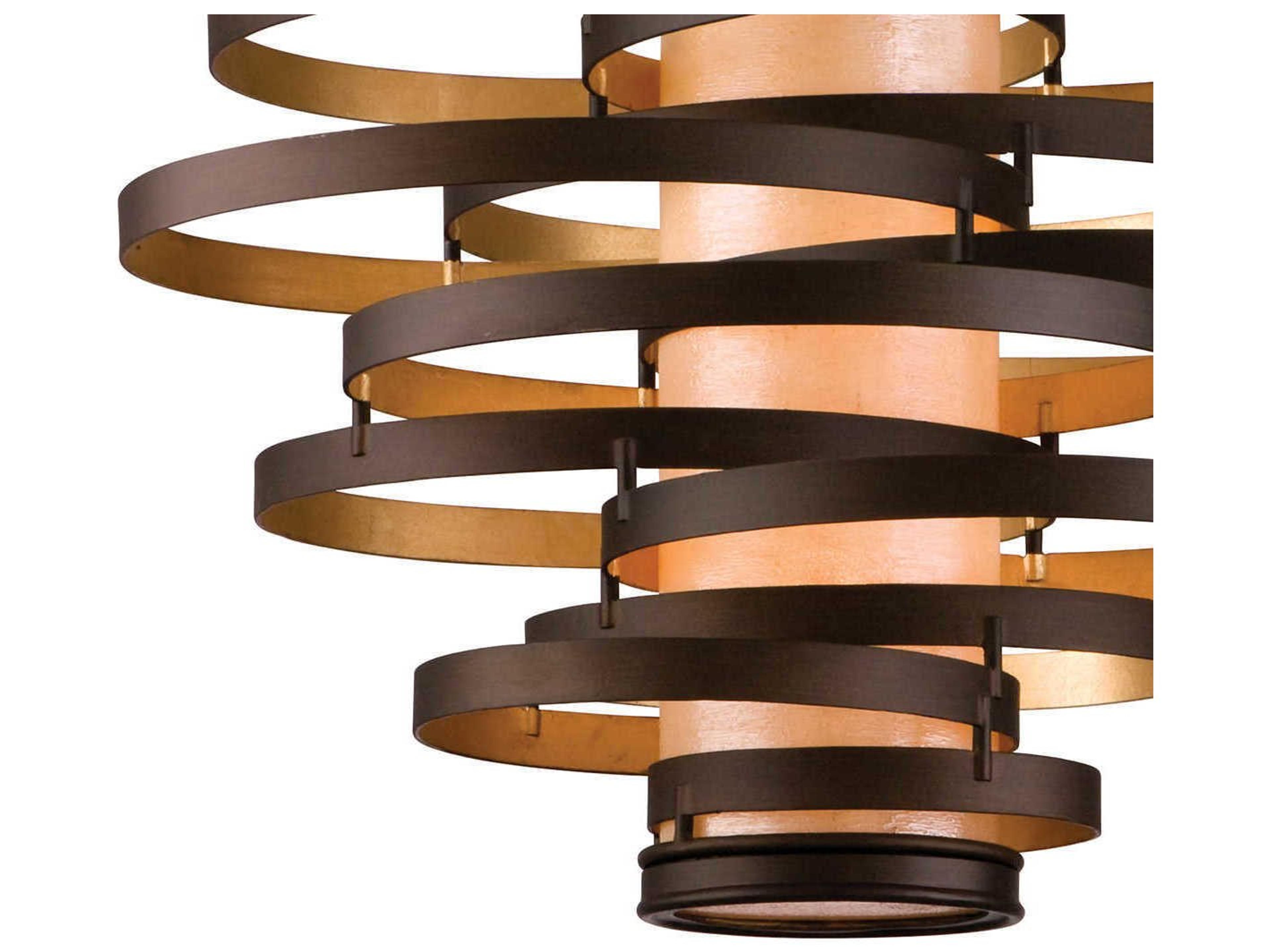 Corbett Lighting Vertigo 4-Light Bronze With Gold Leaf Glass Pendant