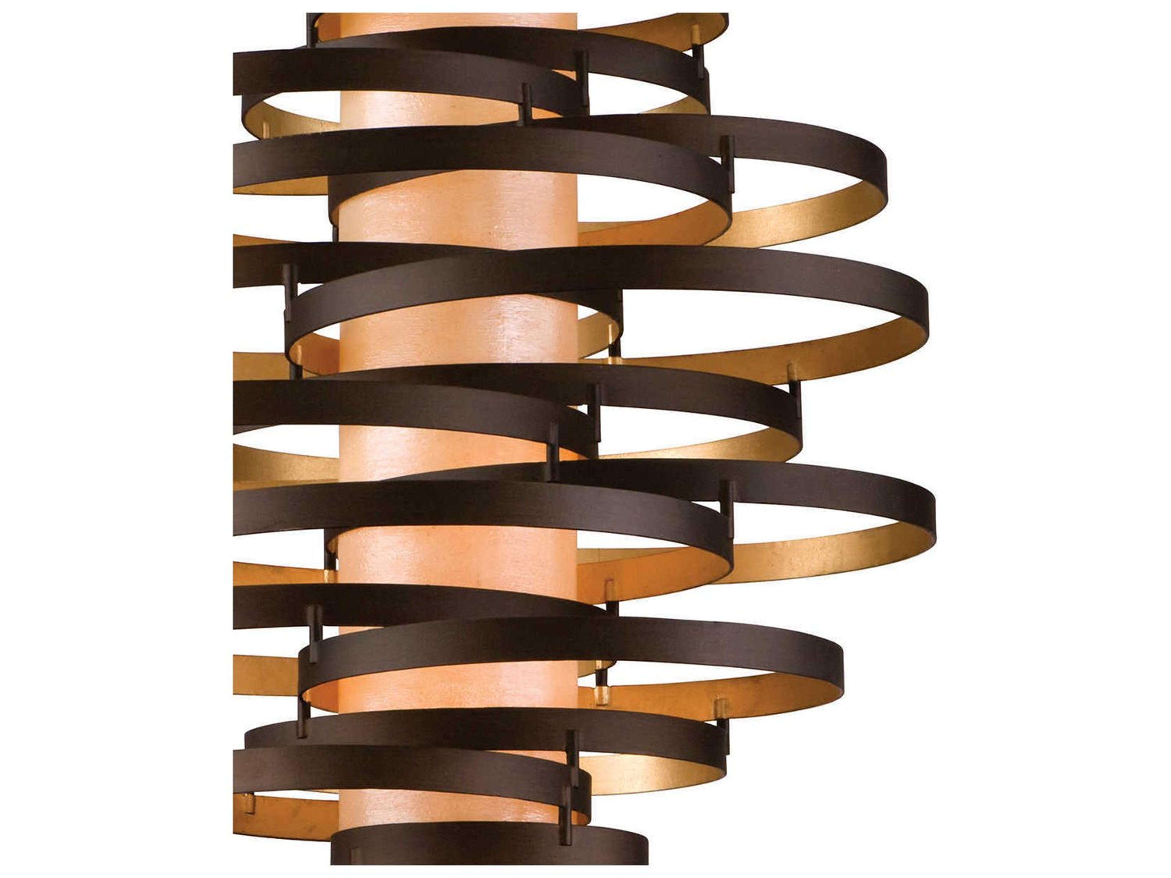Corbett Lighting Vertigo 4-Light Bronze With Gold Leaf Glass Pendant