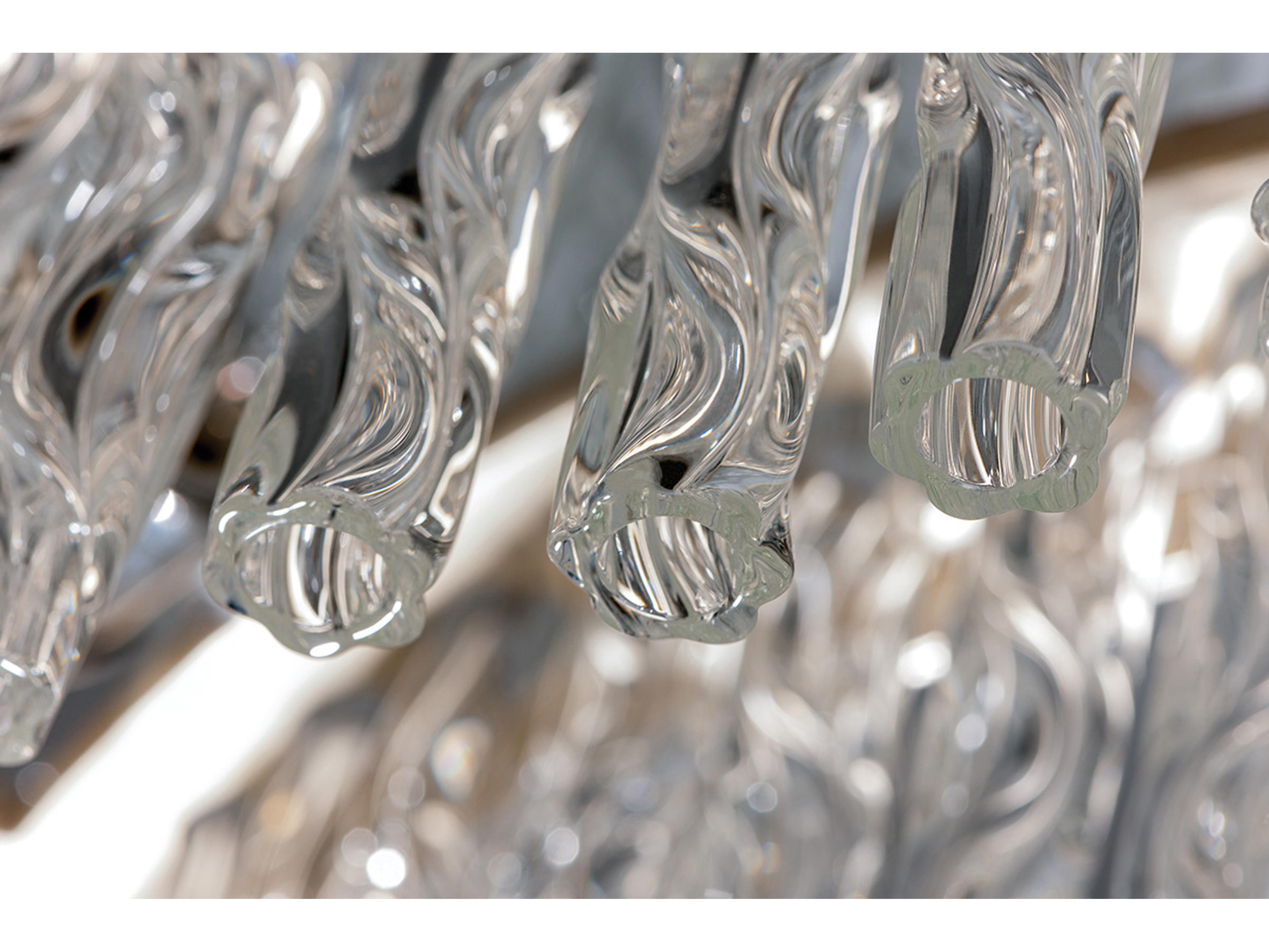 Corbett Lighting Chime 12-Light Silver Leaf Polished Stainless Glass Round Pendant