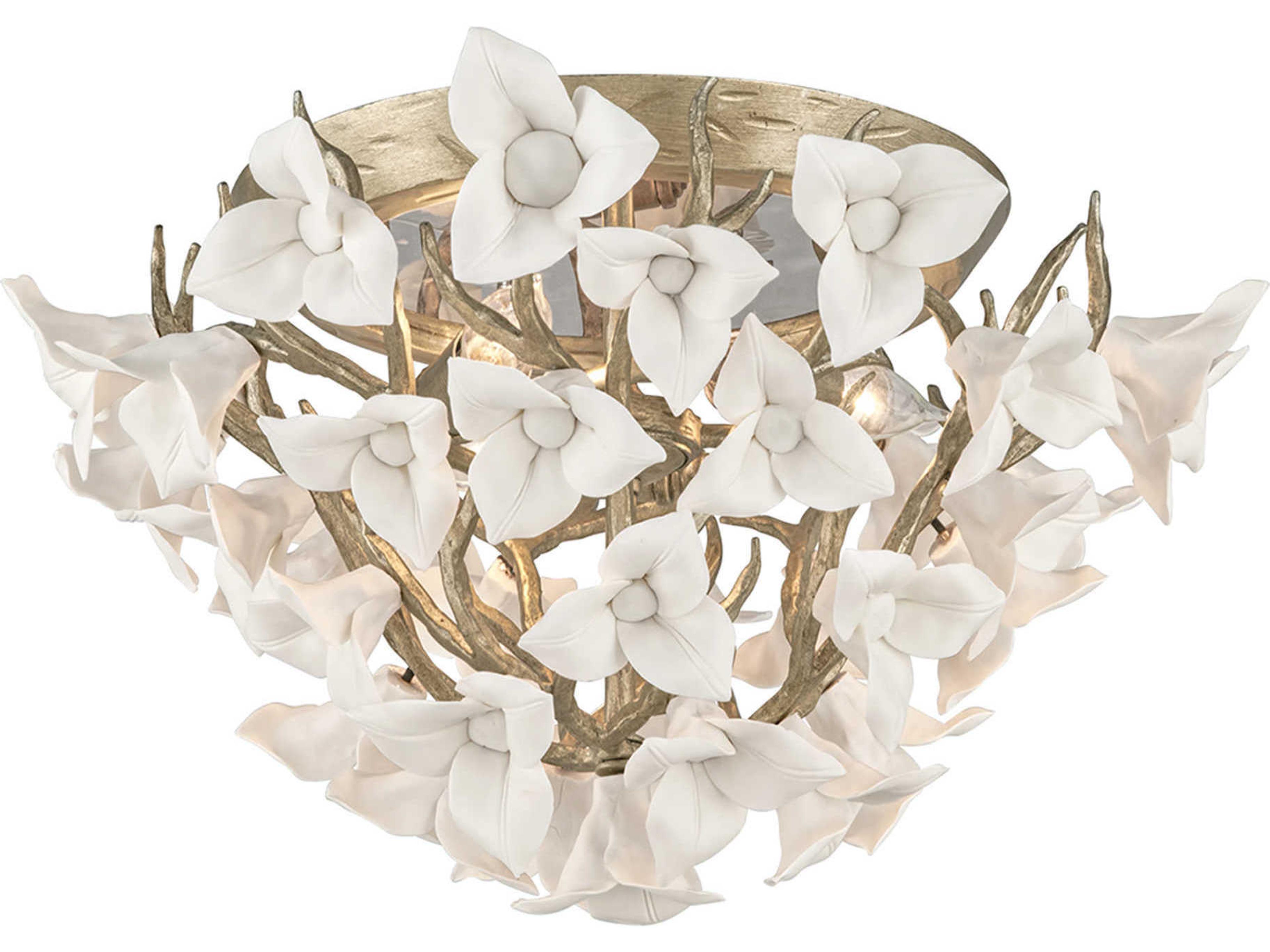 Lily 3-Light Enchanted Silver Leaf Flush Mount