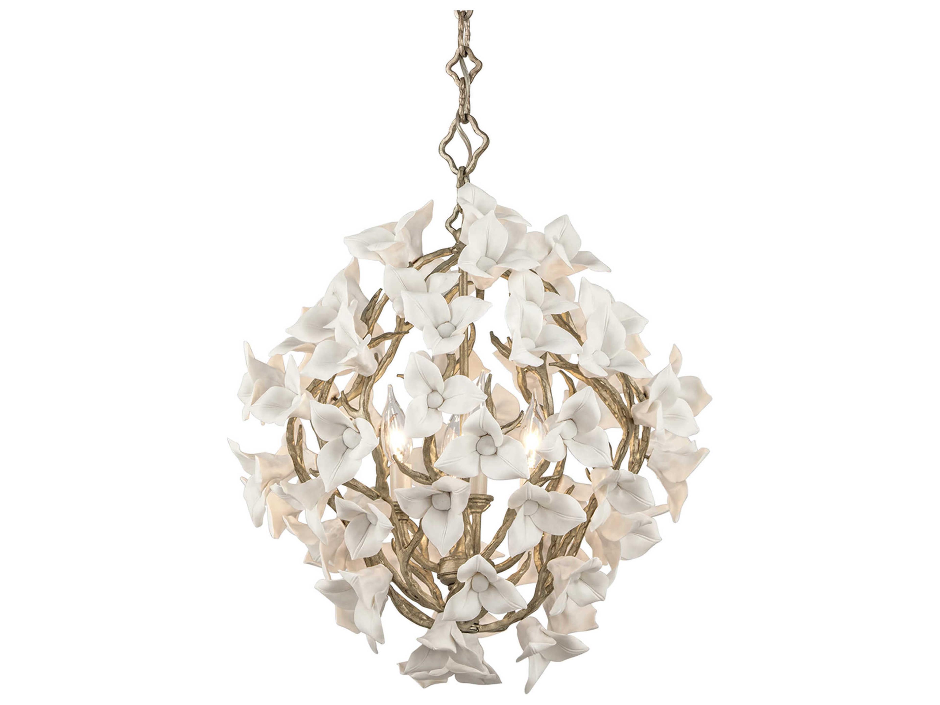 Corbett Lighting Lily 4-Light Enchanted Silver Leaf Round Pendant