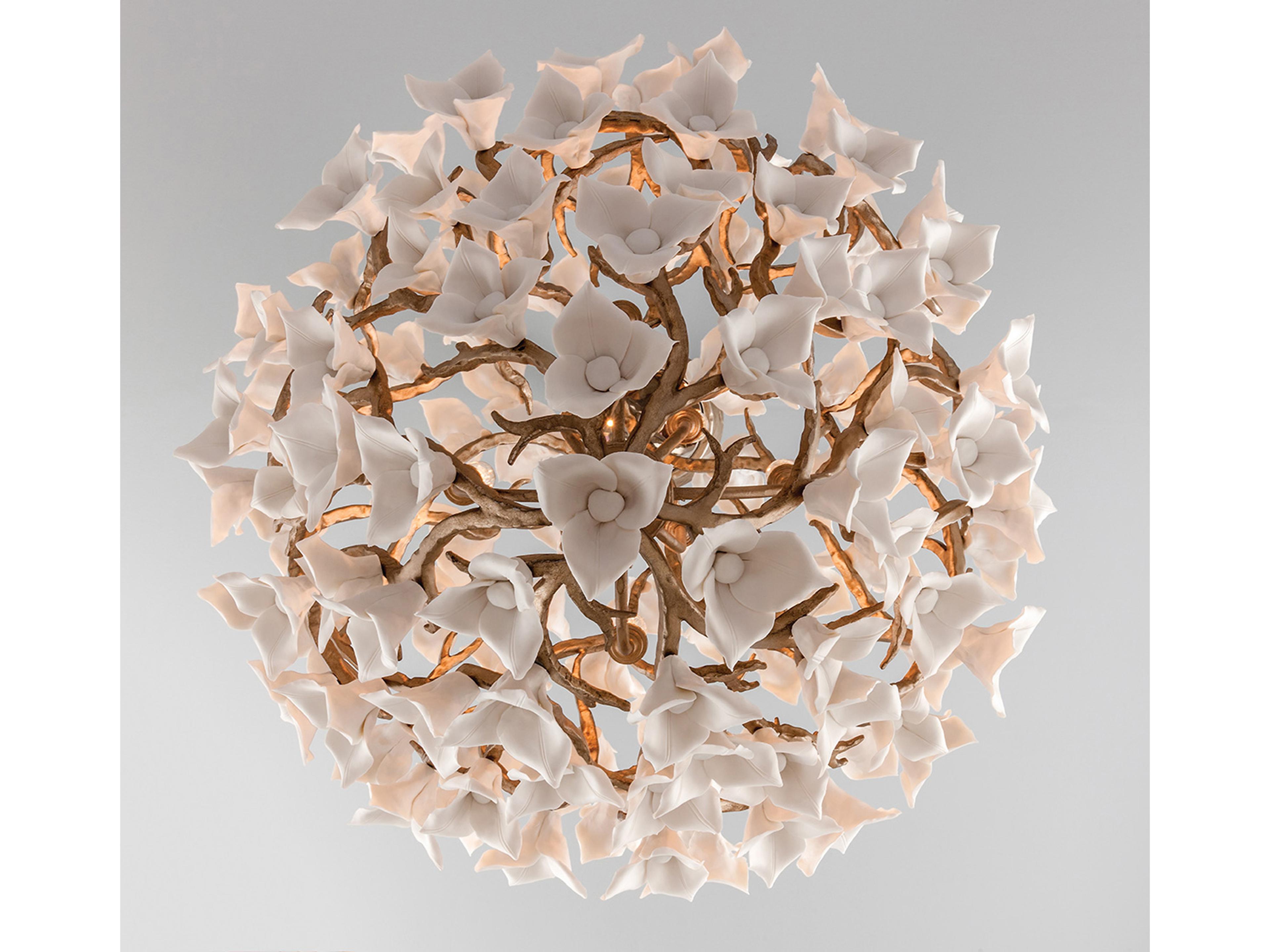 Corbett Lighting Lily 4-Light Enchanted Silver Leaf Round Pendant