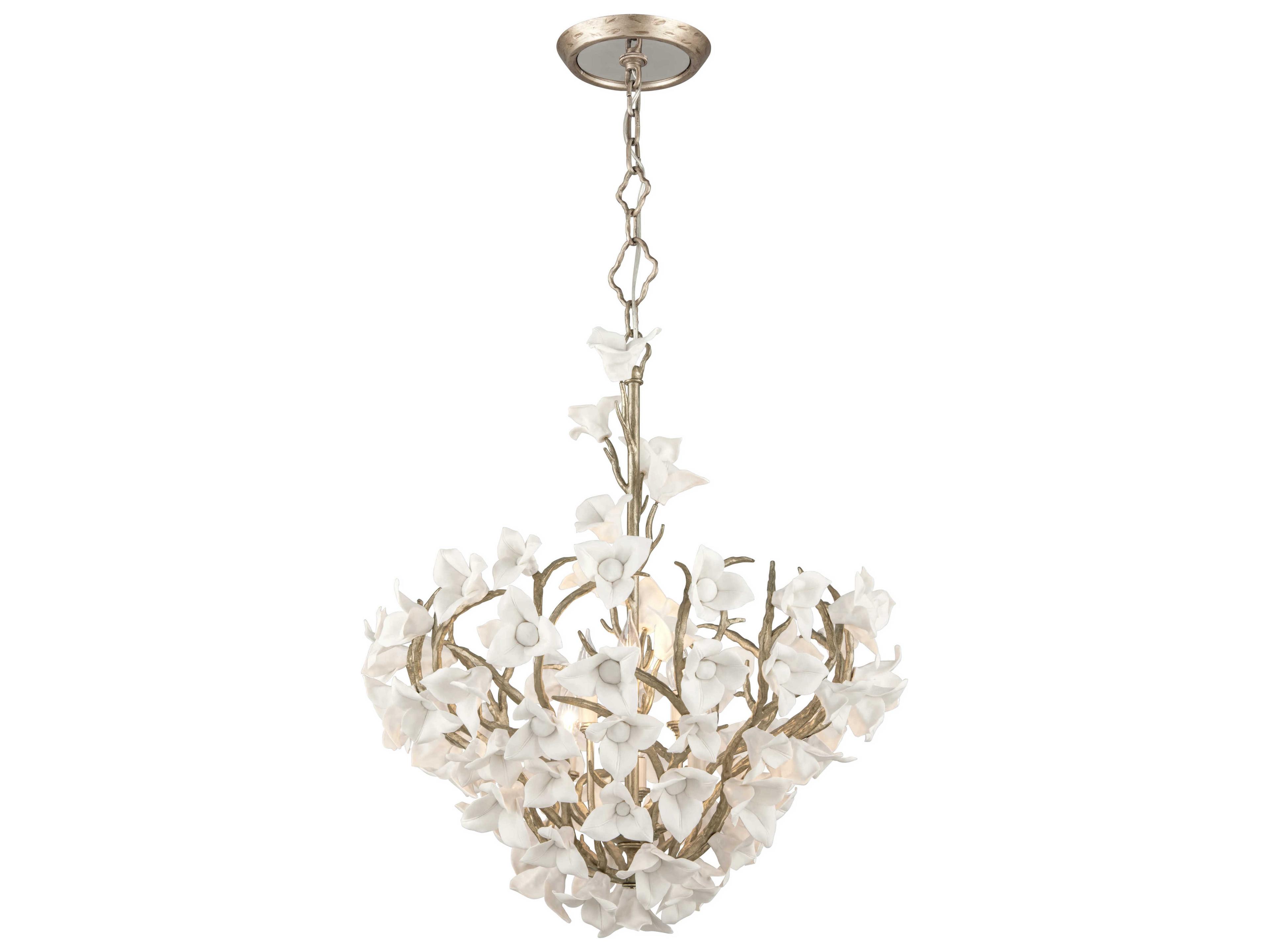 Lily 6-Light Enchanted Silver Leaf Pendant