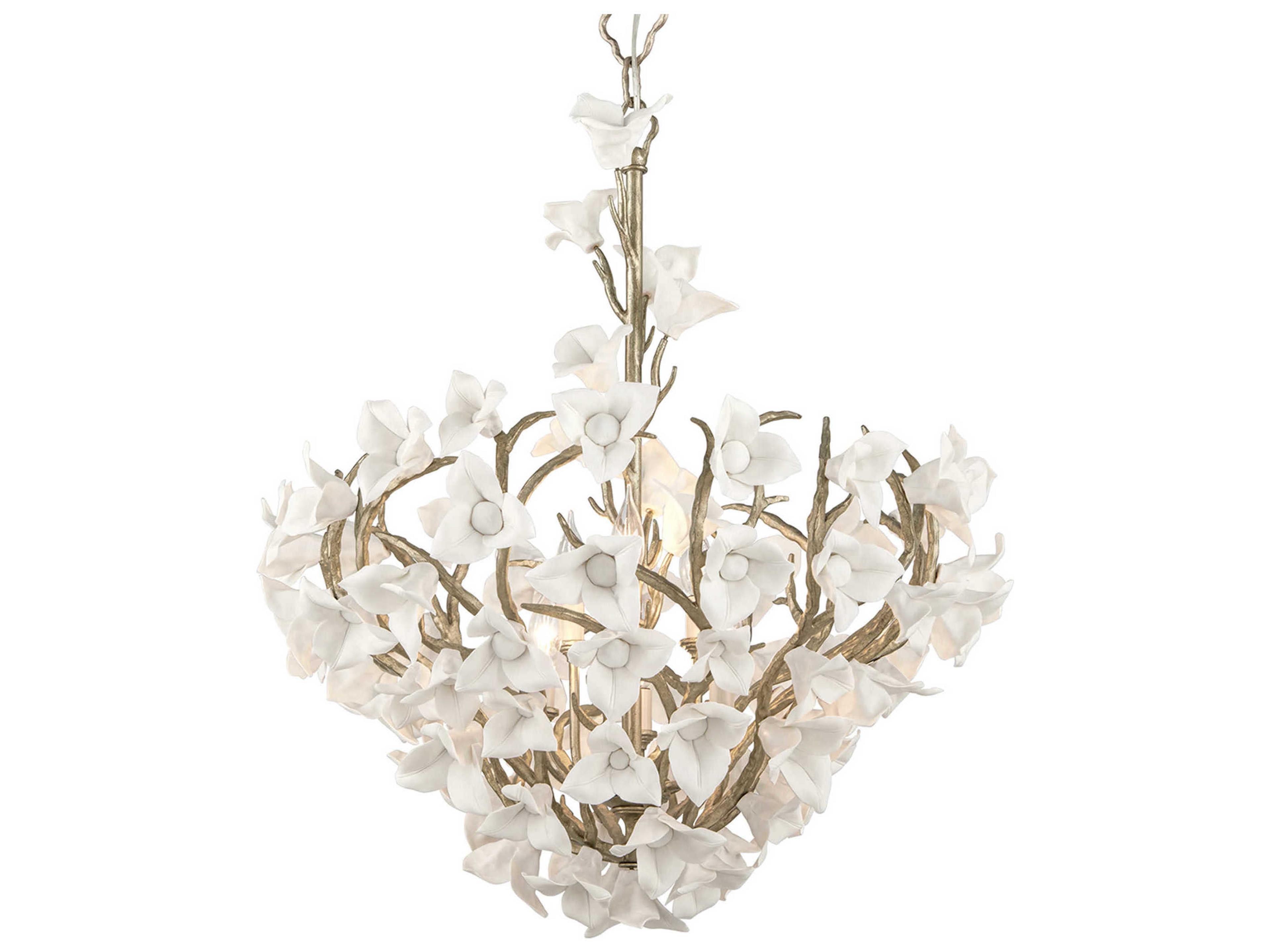 Corbett Lighting Lily 6-Light Enchanted Silver Leaf Pendant