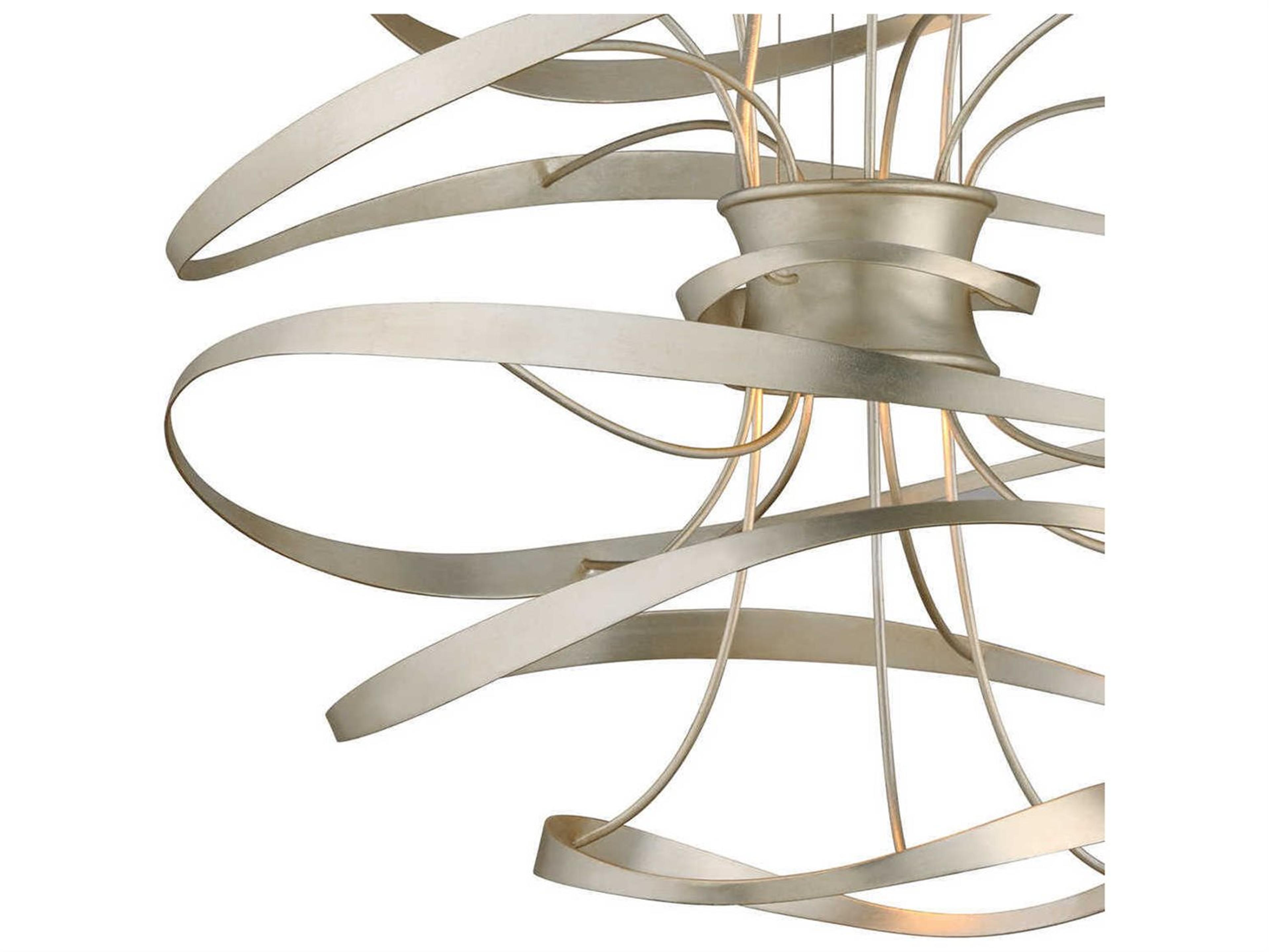 Corbett Lighting Calligraphy 2-Light Silver Leaf Polished Stainless Steel LED Geometric Pendant