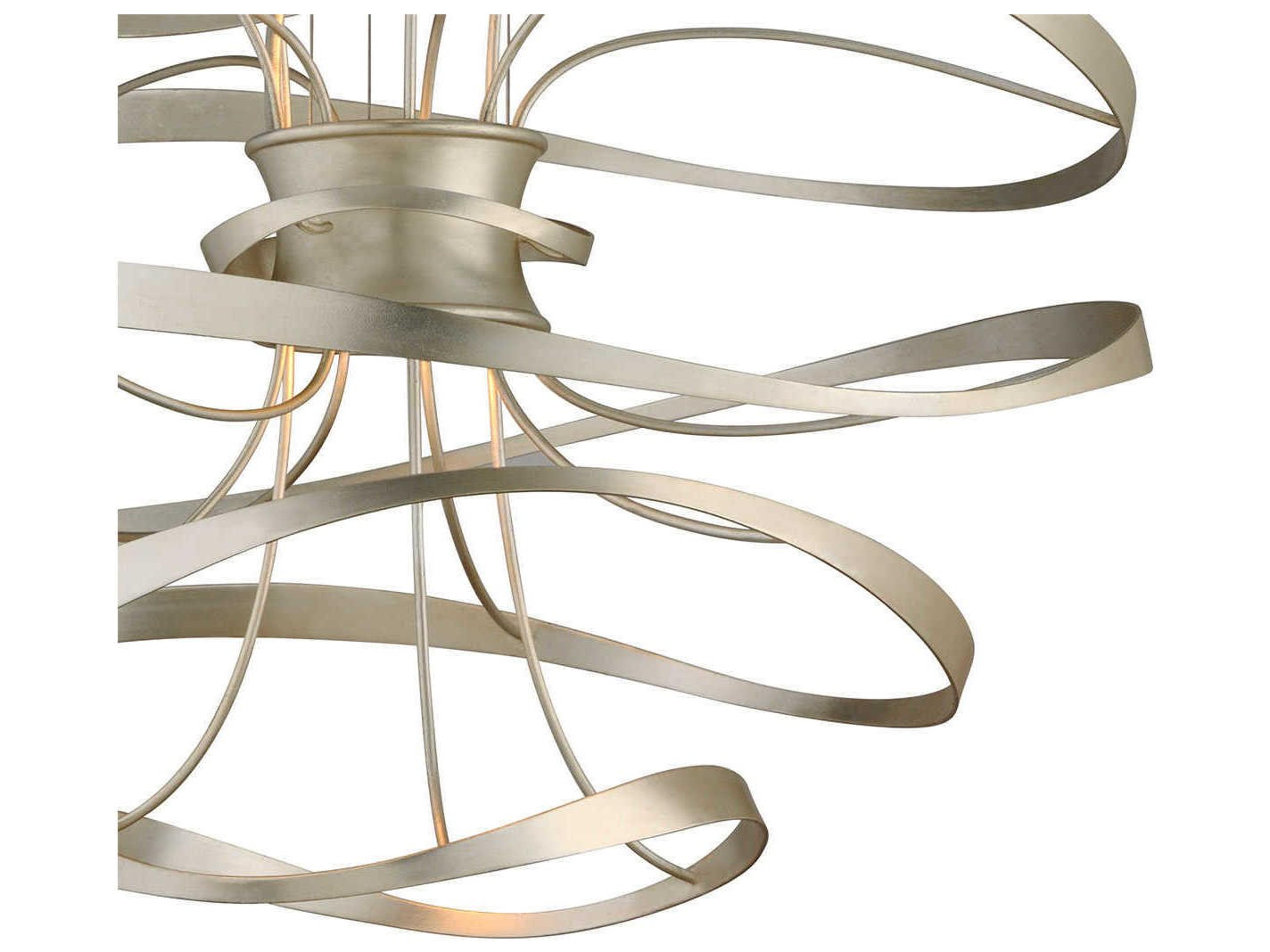 Corbett Lighting Calligraphy 2-Light Silver Leaf Polished Stainless Steel LED Geometric Pendant