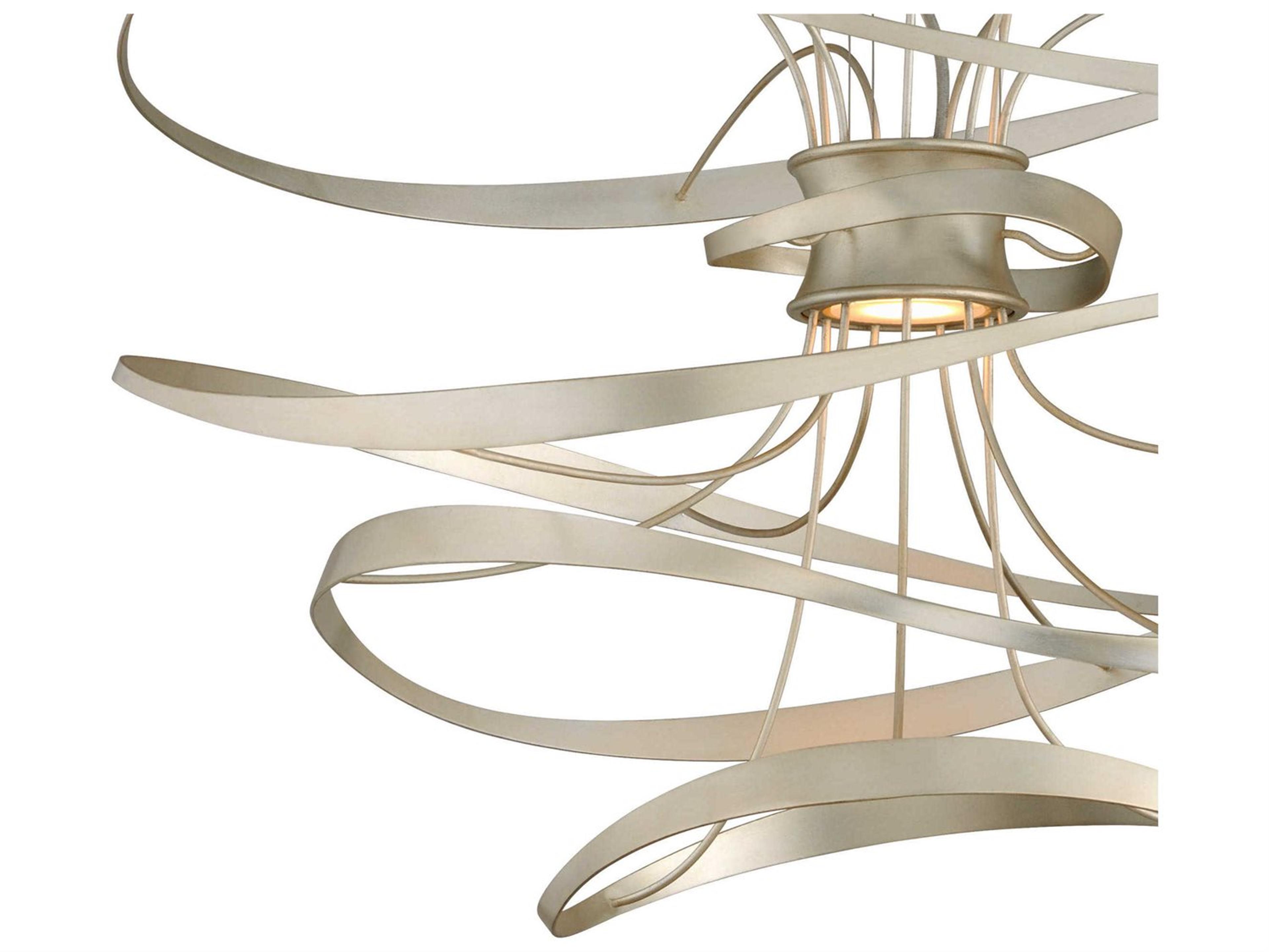 Corbett Lighting Calligraphy 2-Light Silver Leaf Polished Stainless Steel LED Geometric Pendant