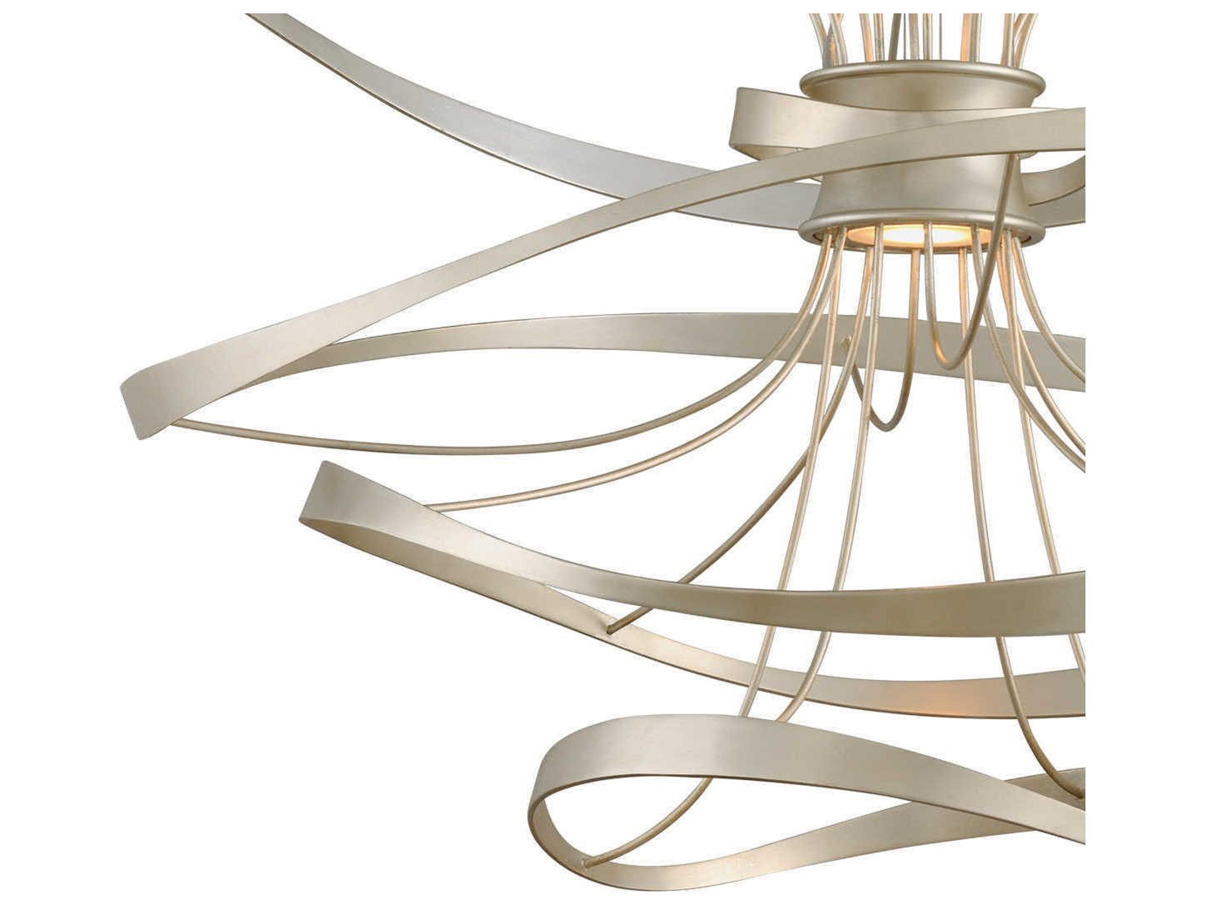 Corbett Lighting Calligraphy 2-Light Silver Leaf Polished Stainless Steel LED Geometric Pendant