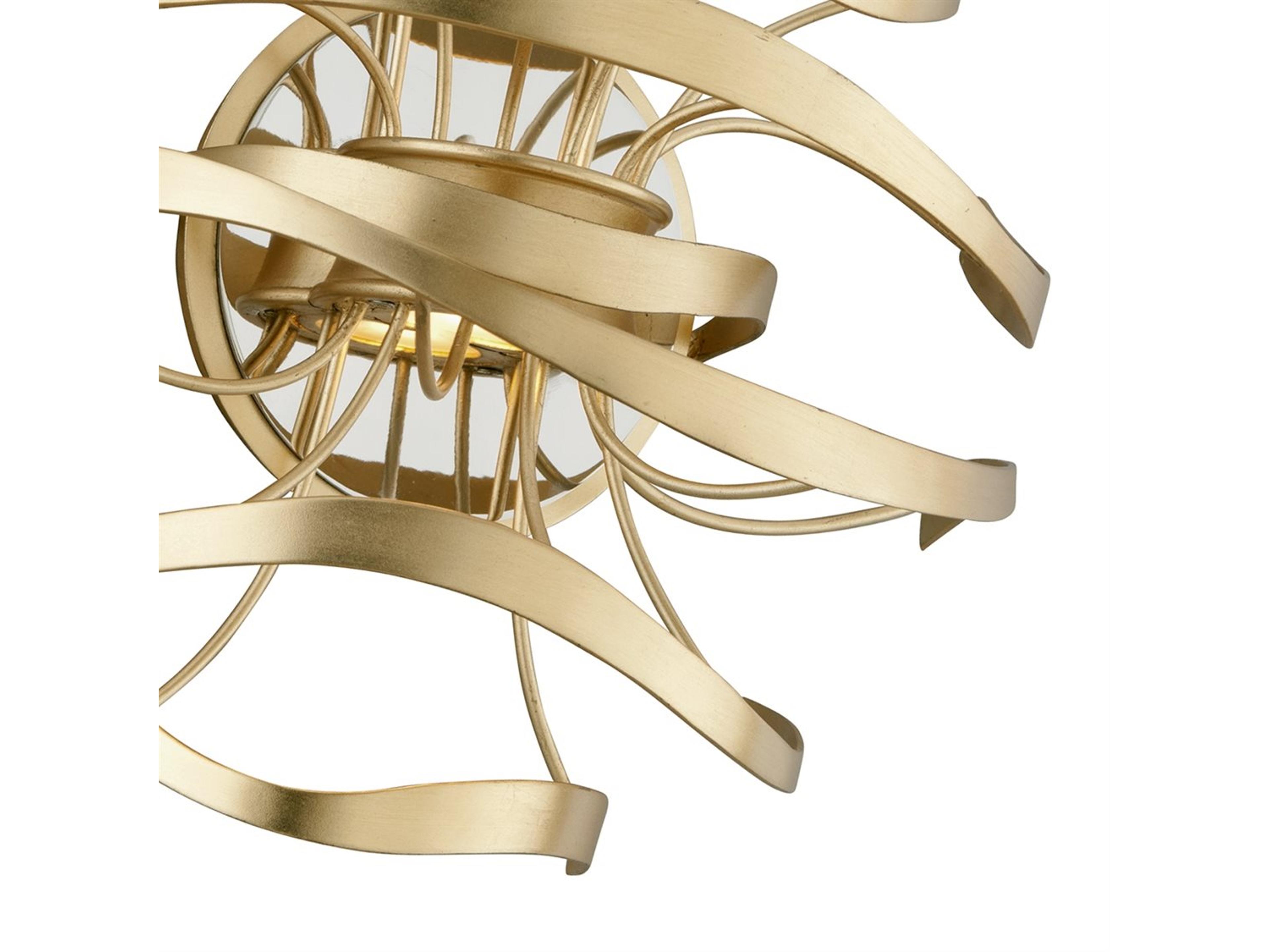 Corbett Lighting Calligraphy 2-Light Gold Leaf Polished Stainless Steel LED Wall Sconce