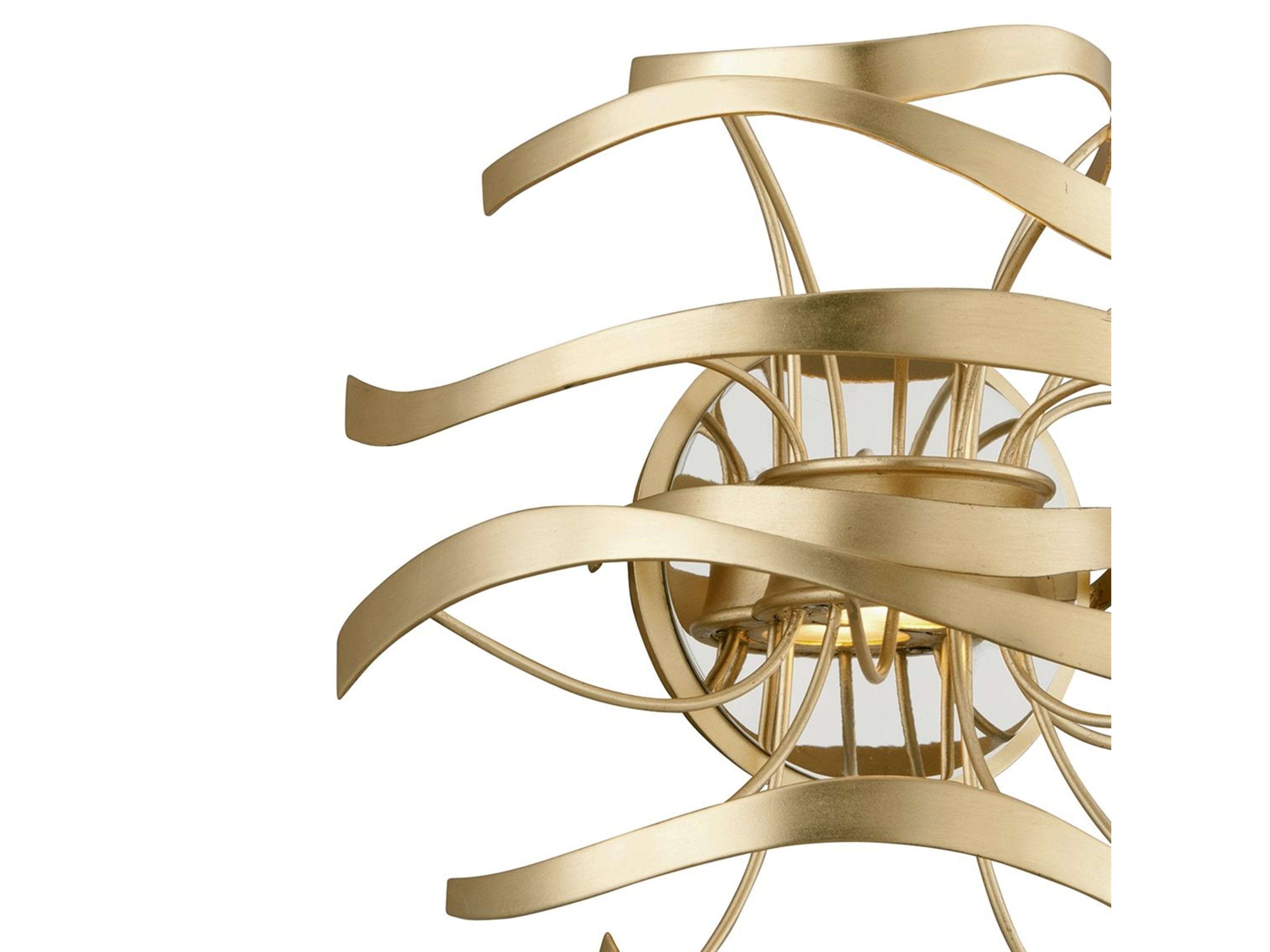 Corbett Lighting Calligraphy 2-Light Gold Leaf Polished Stainless Steel LED Wall Sconce