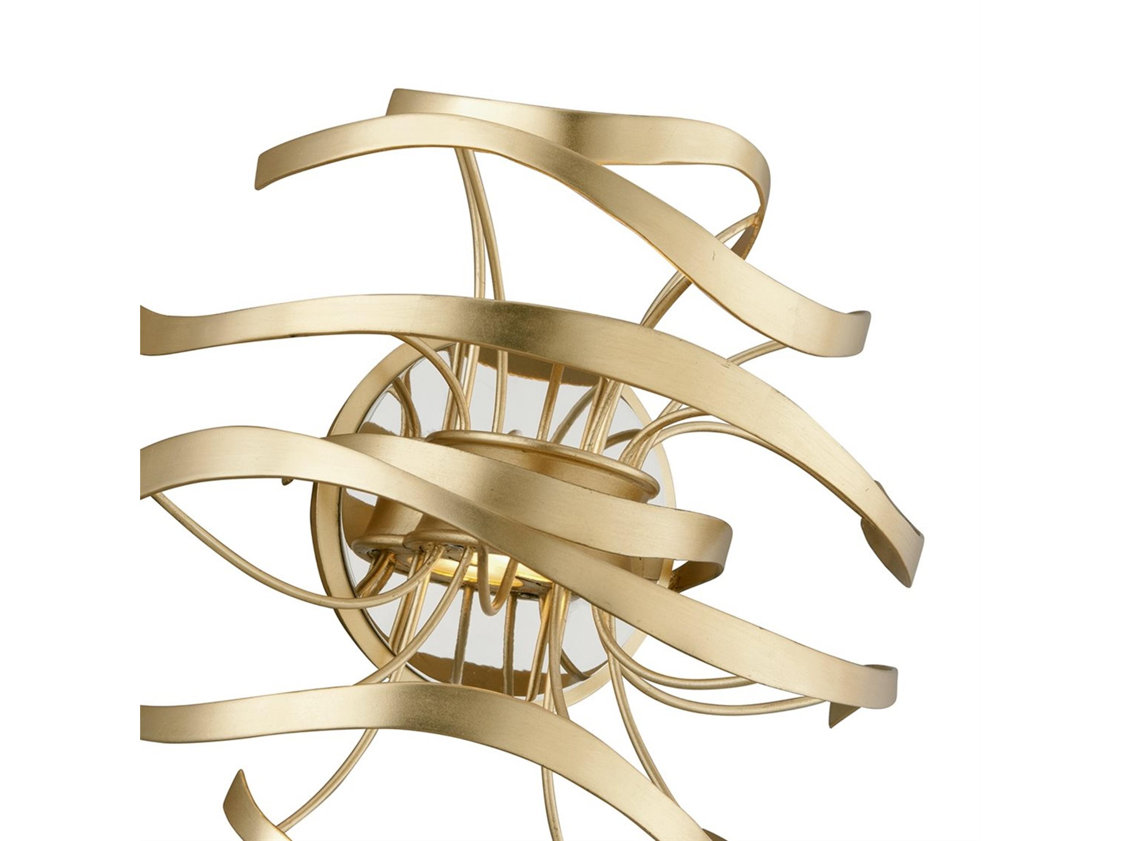 Corbett Lighting Calligraphy 2-Light Gold Leaf Polished Stainless Steel LED Wall Sconce