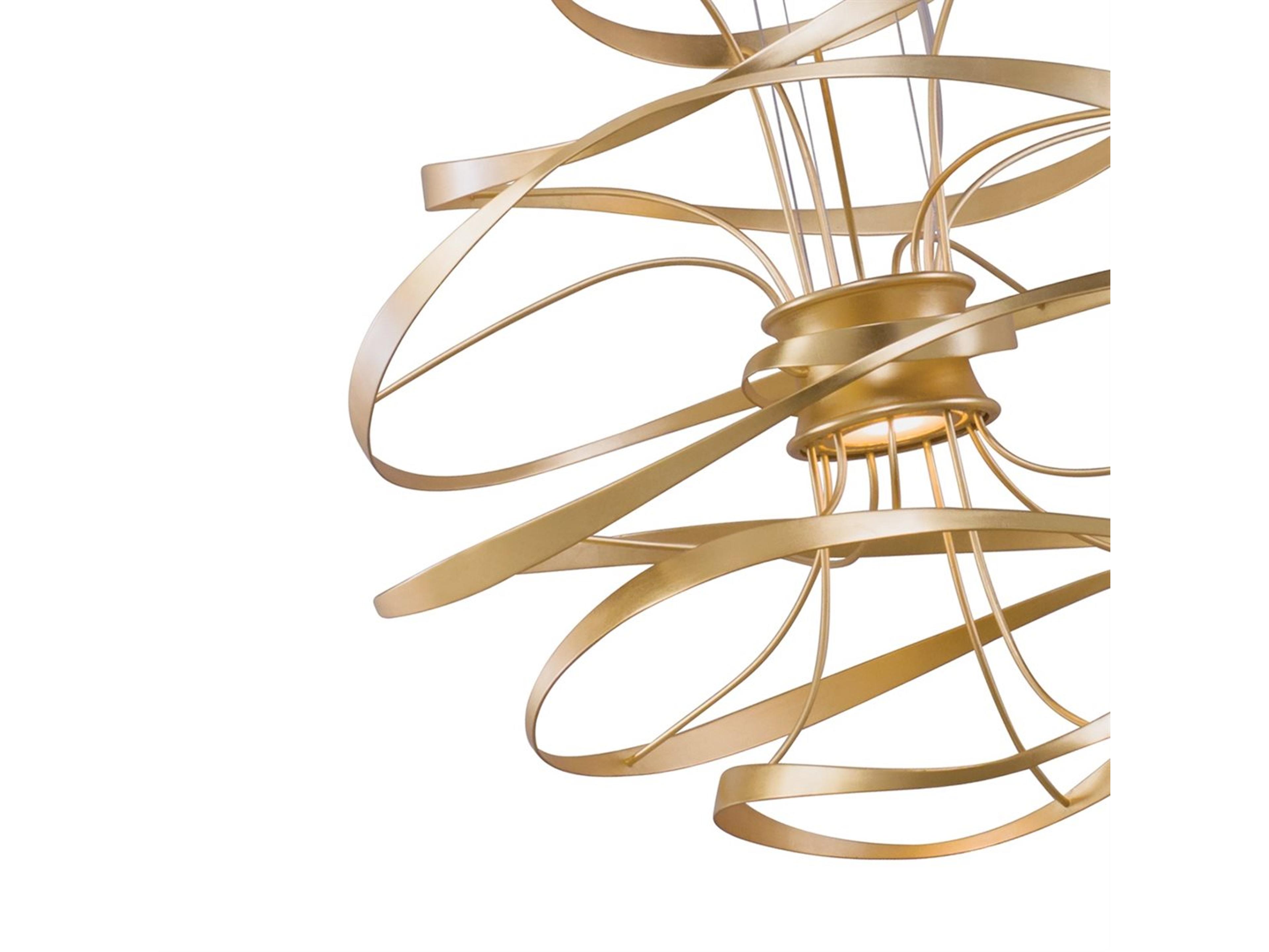 Corbett Lighting Calligraphy 2-Light Gold Leaf Polished Stainless Steel LED Geometric Pendant