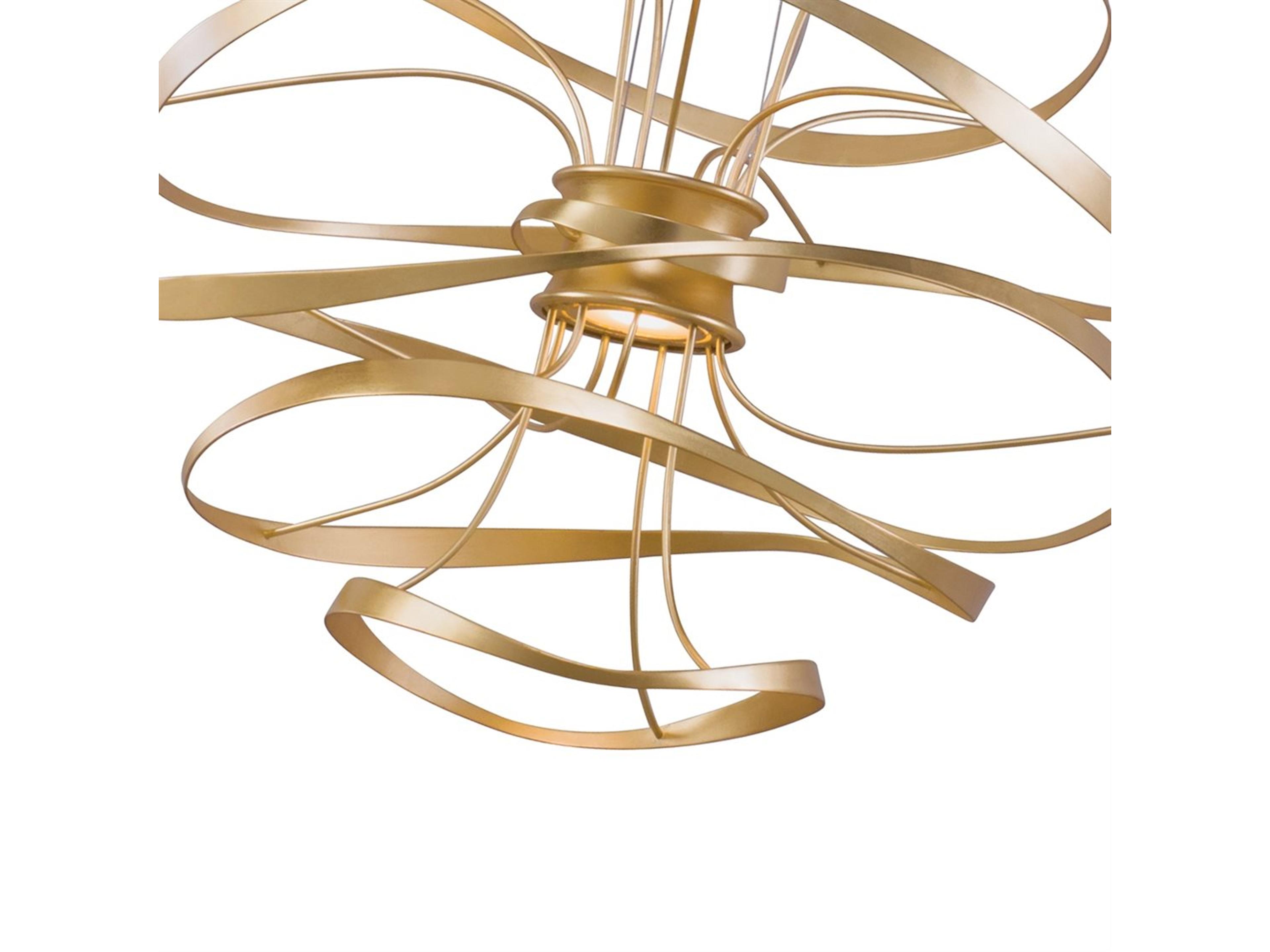 Corbett Lighting Calligraphy 2-Light Gold Leaf Polished Stainless Steel LED Geometric Pendant