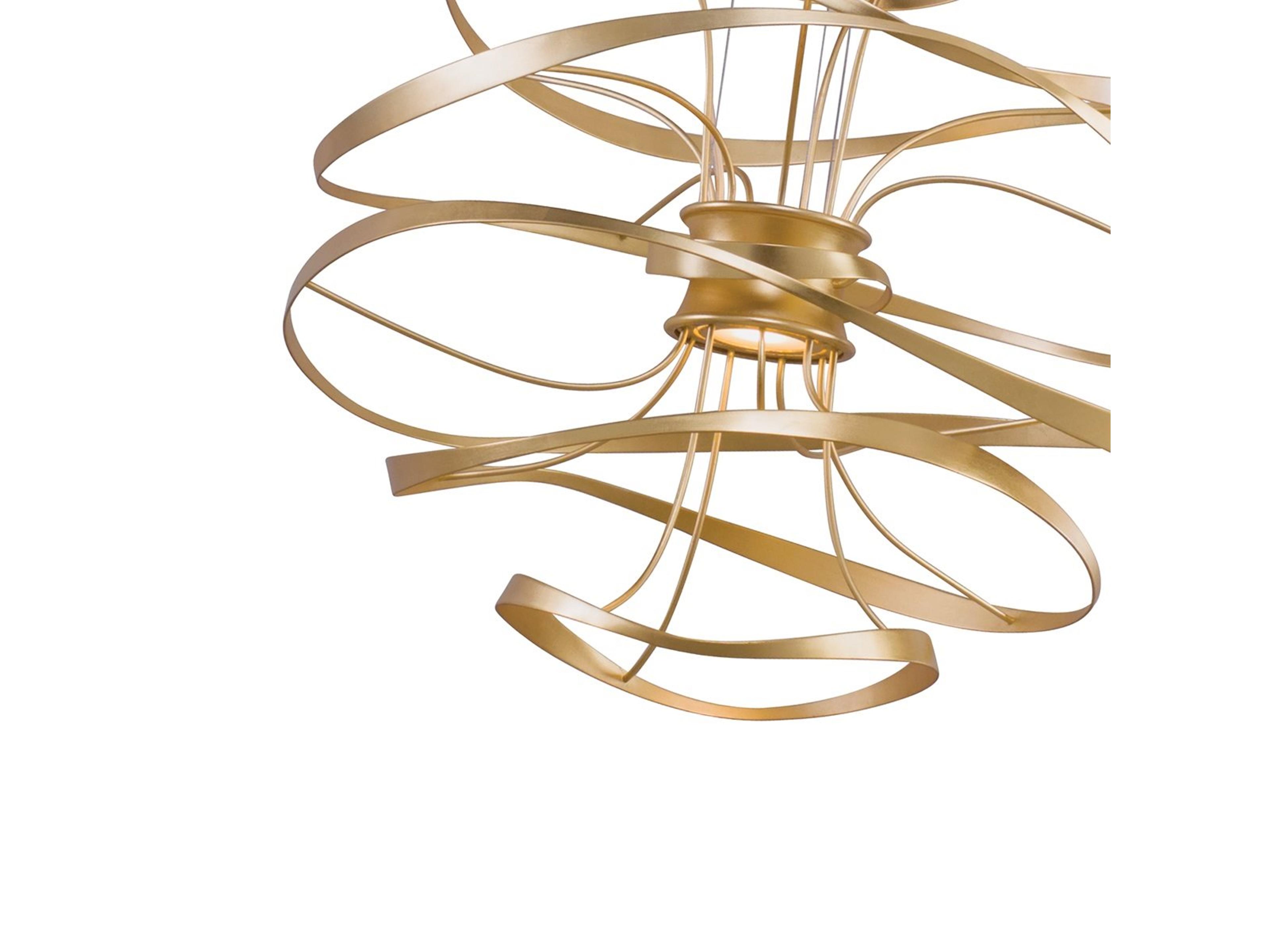 Corbett Lighting Calligraphy 2-Light Gold Leaf Polished Stainless Steel LED Geometric Pendant