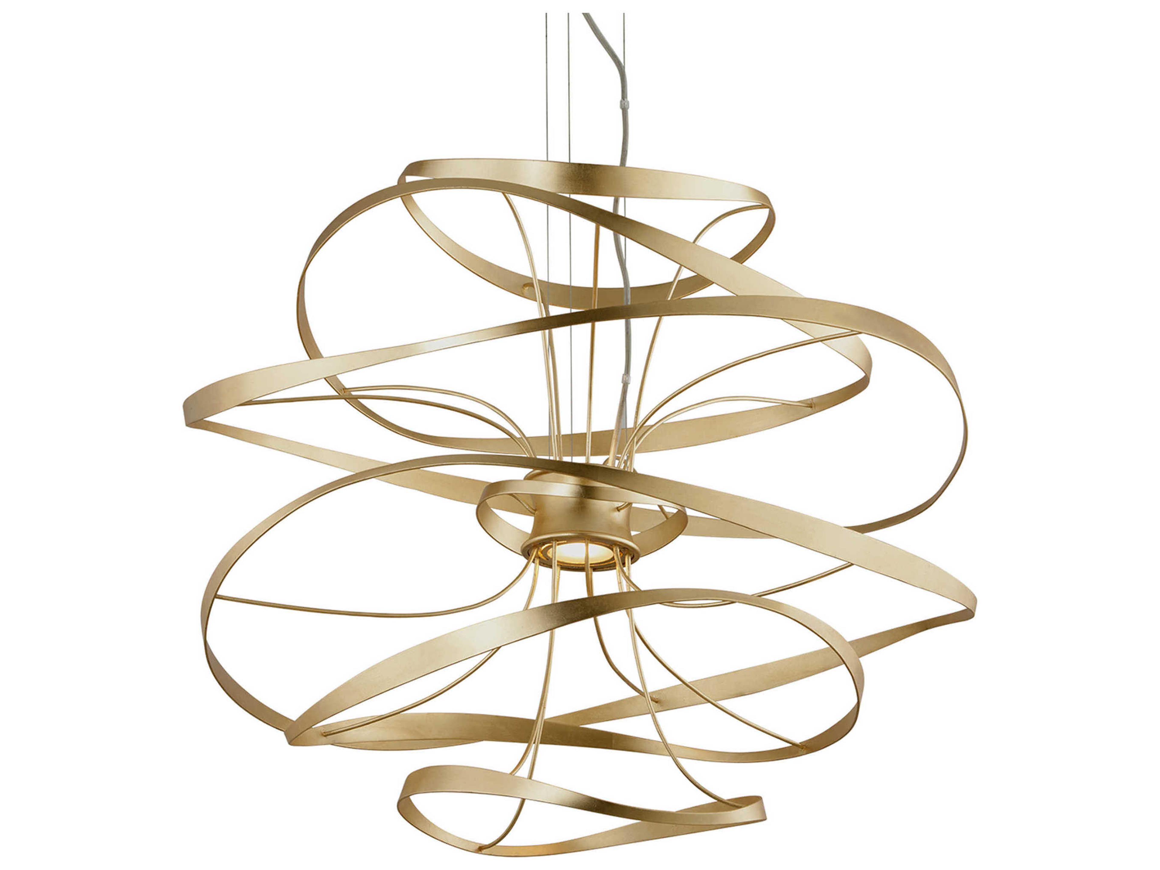 Corbett Lighting Calligraphy 2-Light Gold Leaf Polished Stainless Silver LED Pendant