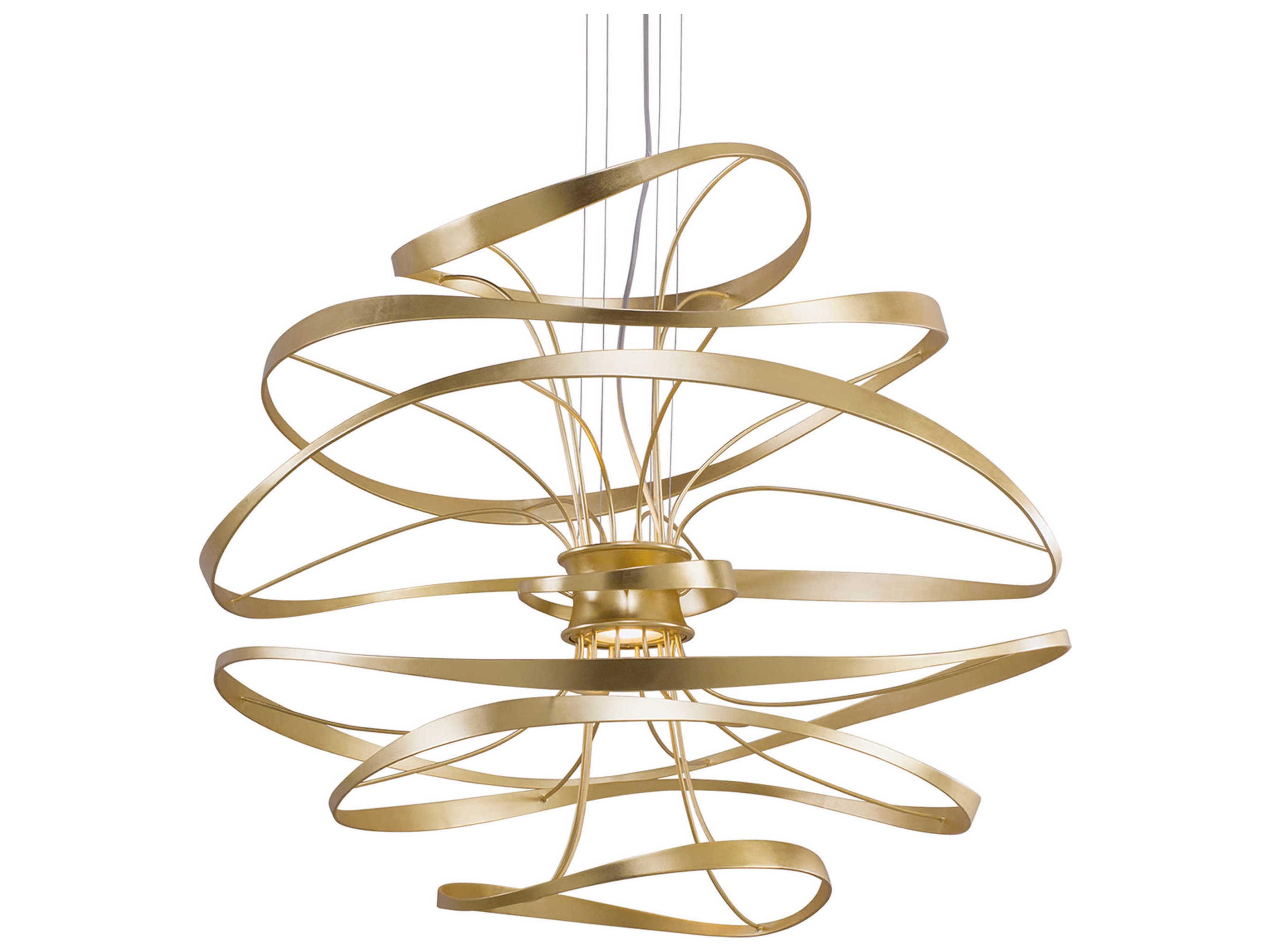 Corbett Lighting Calligraphy 2-Light Gold Leaf Polished Stainless Silver LED Pendant