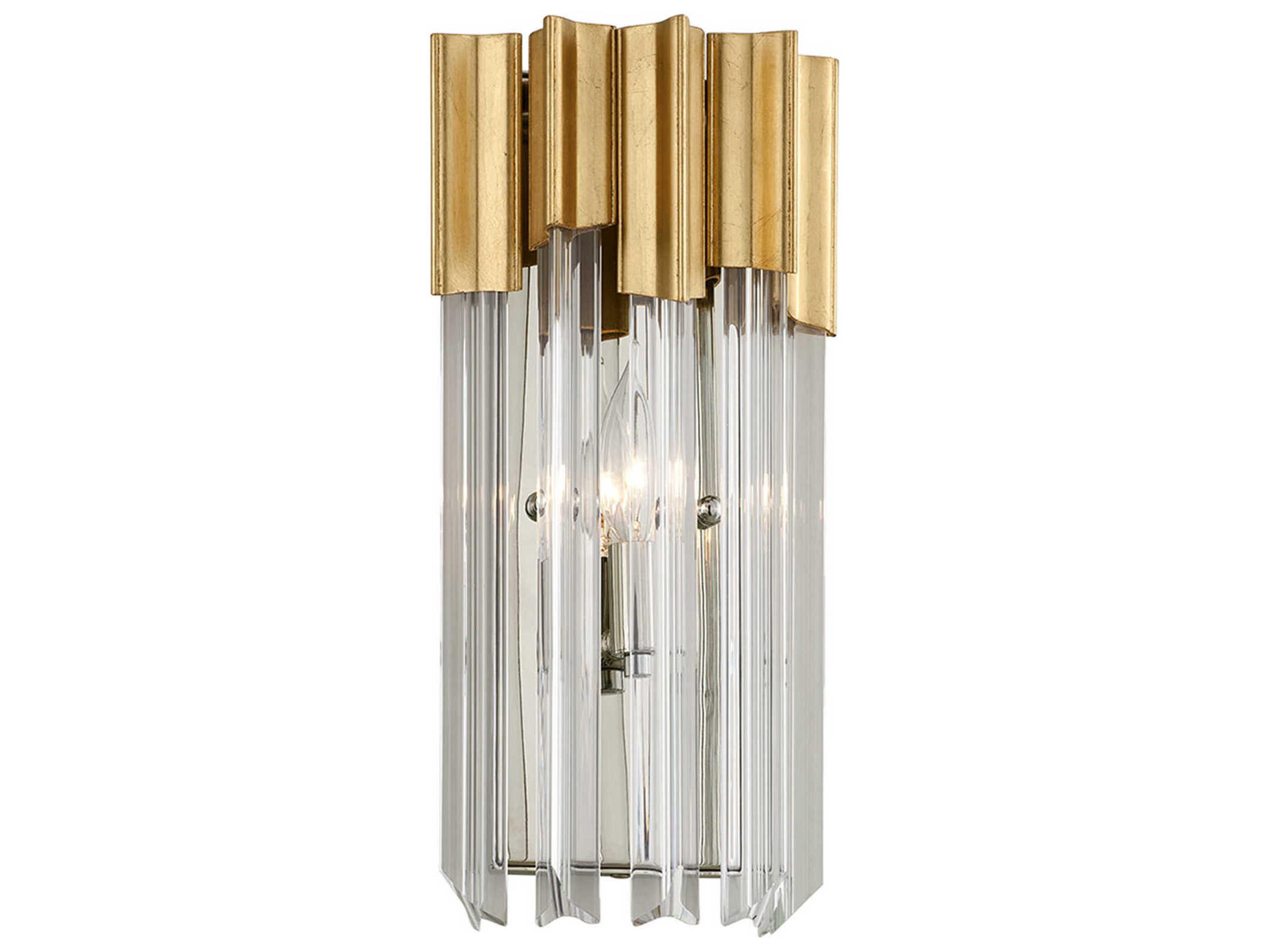 Charisma 1-Light Gold Leaf Crystal Wall Sconce