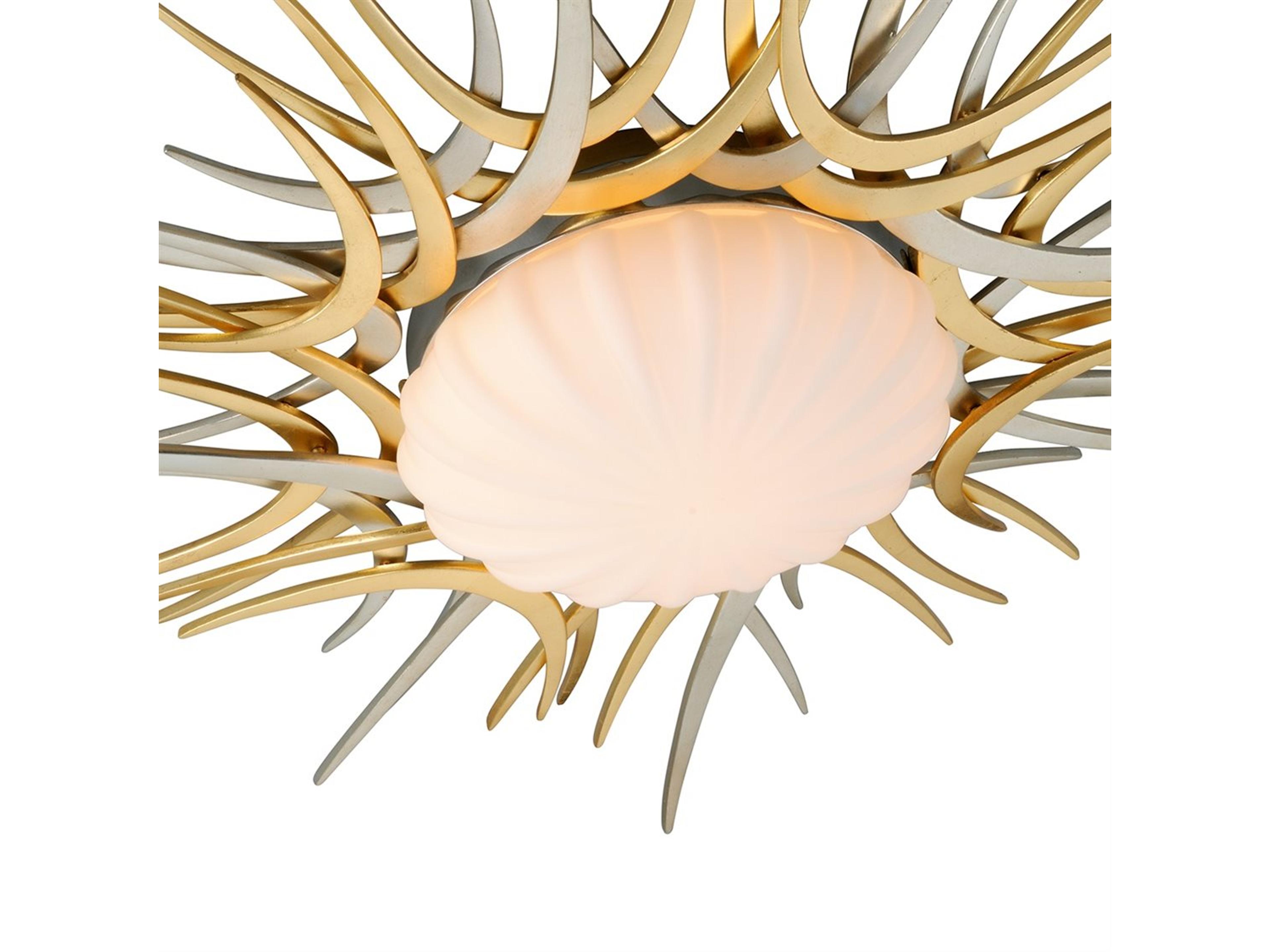 Corbett Lighting Helios 1-Light Silver And Gold Leaf Glass LED Flush Mount