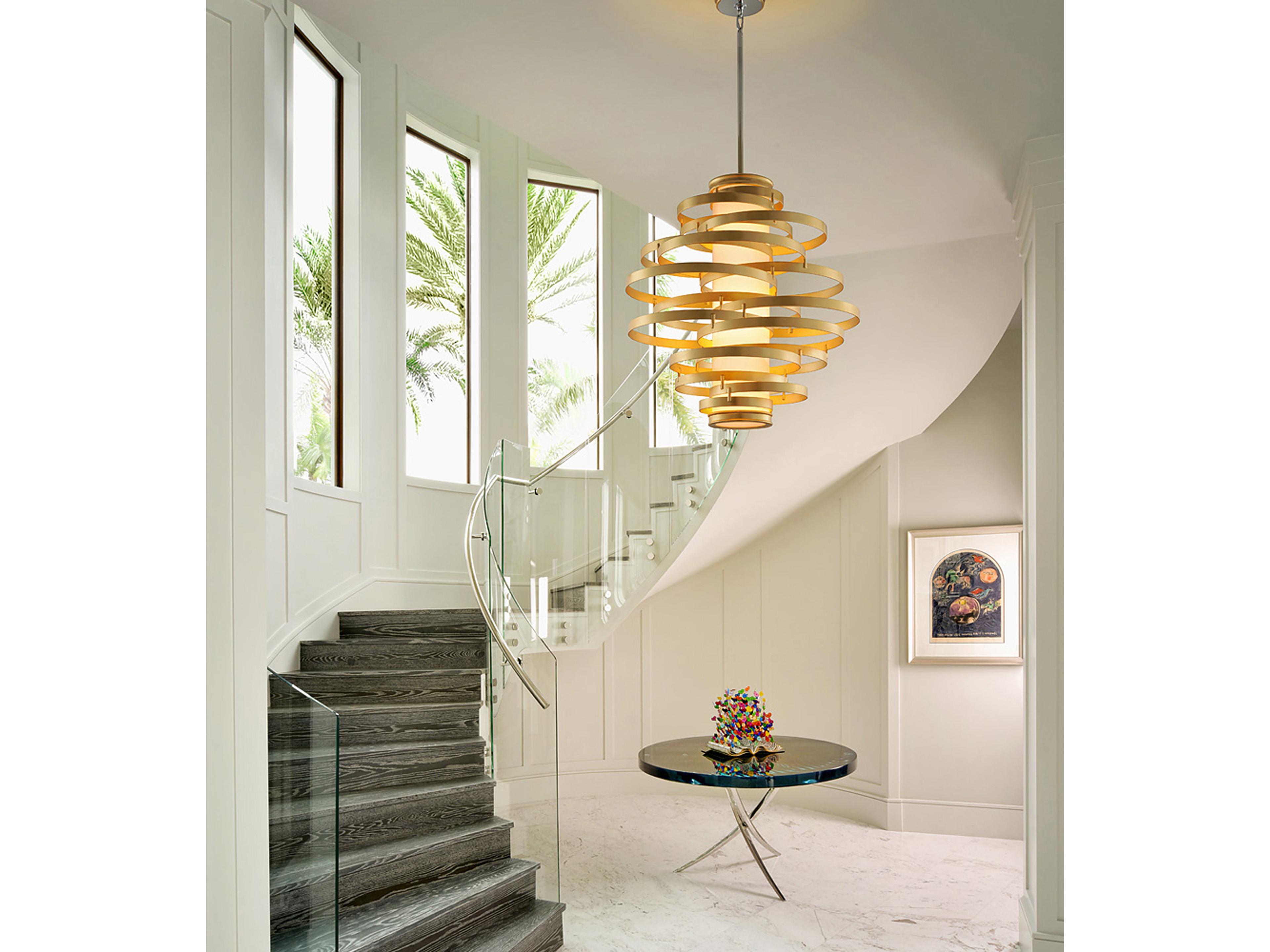 Corbett Lighting Vertigo 6-Light Gold Leaf Polished Stainless LED Pendant