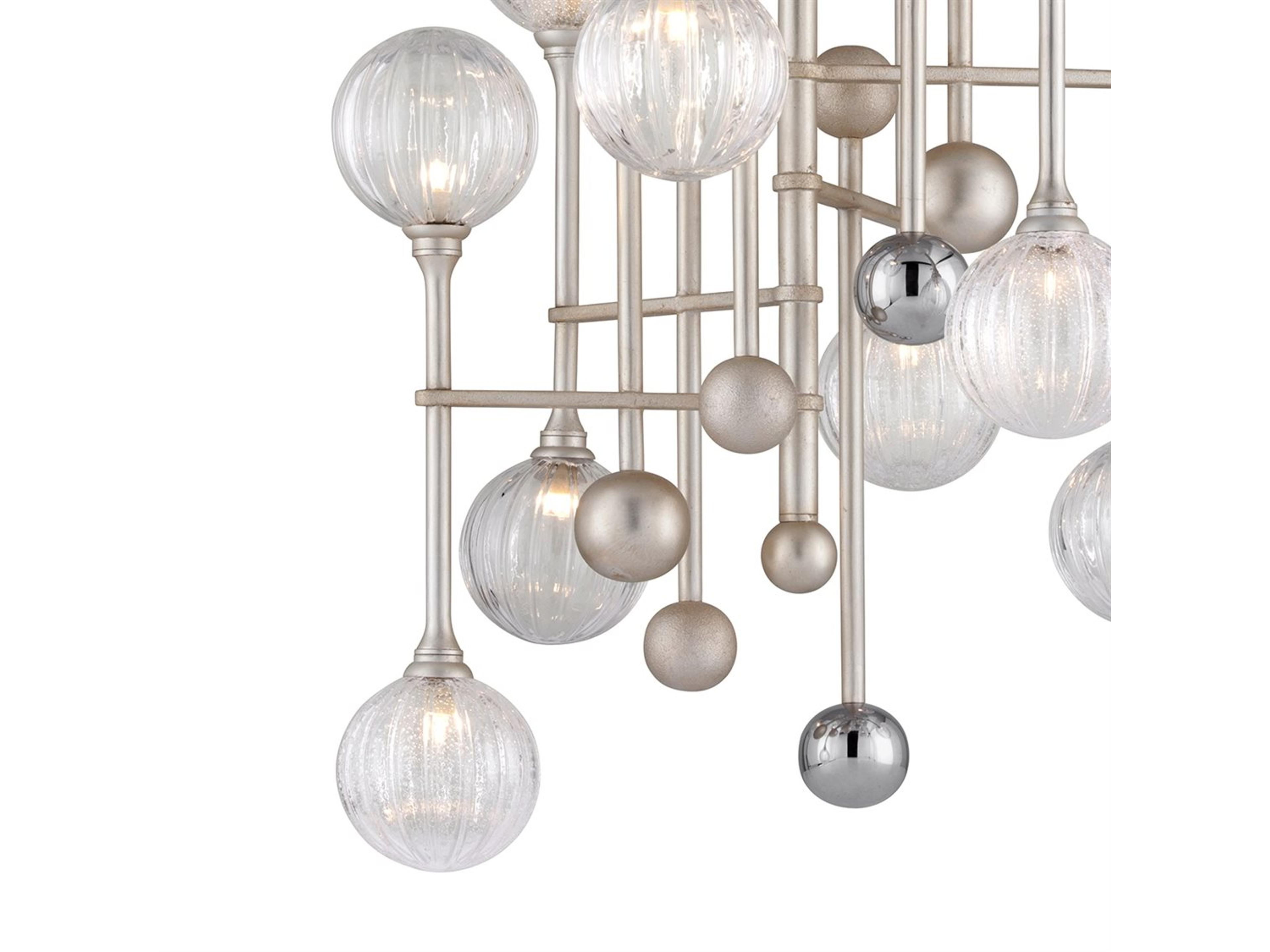 Corbett Lighting Majorette 12-Light Silver Leaf Polished Chrome Glass Globe Pendant