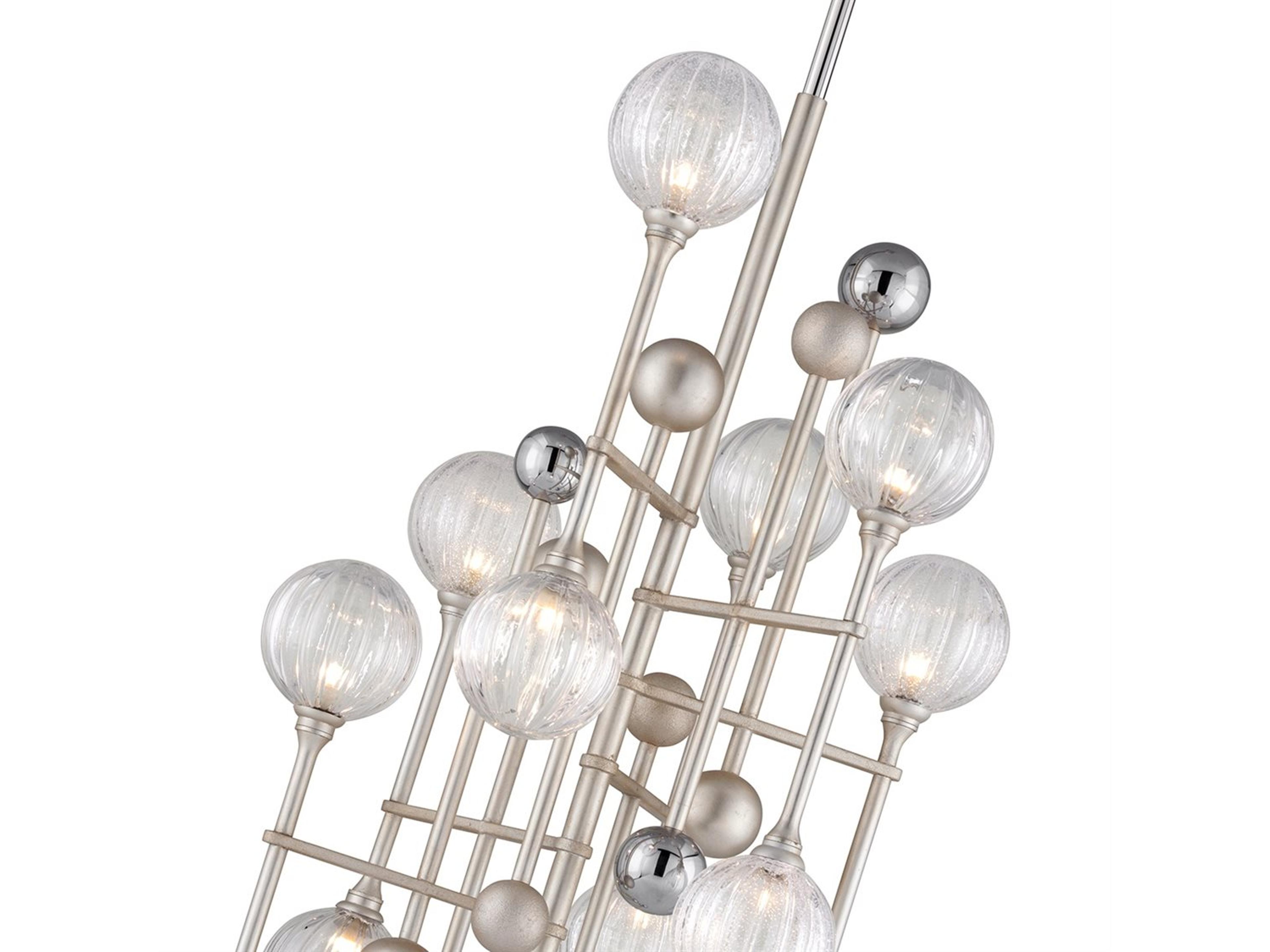 Corbett Lighting Majorette 12-Light Silver Leaf Polished Chrome Glass Globe Pendant