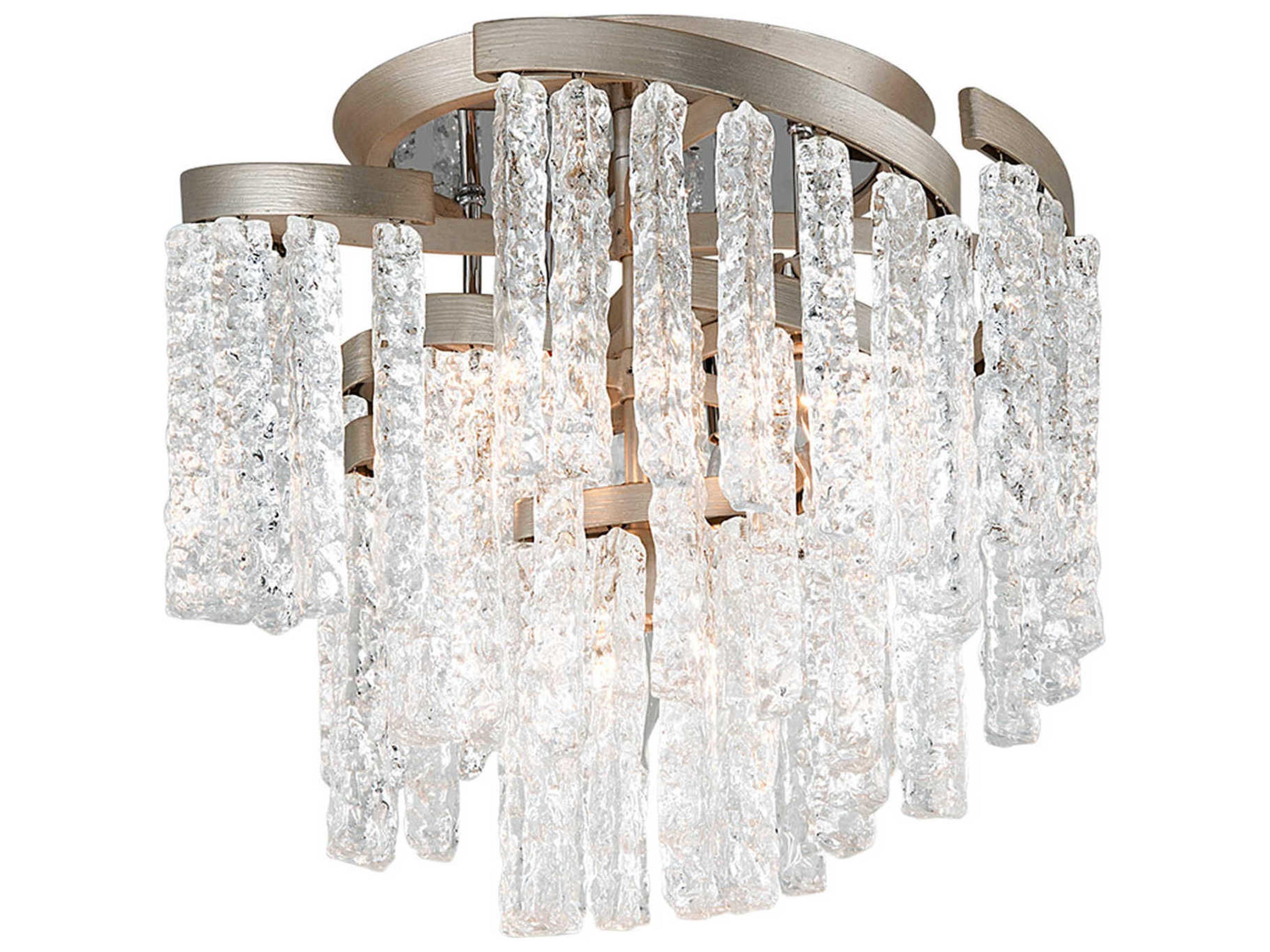 Mont Blanc 5-Light Modern Silver Leaf Glass Flush Mount