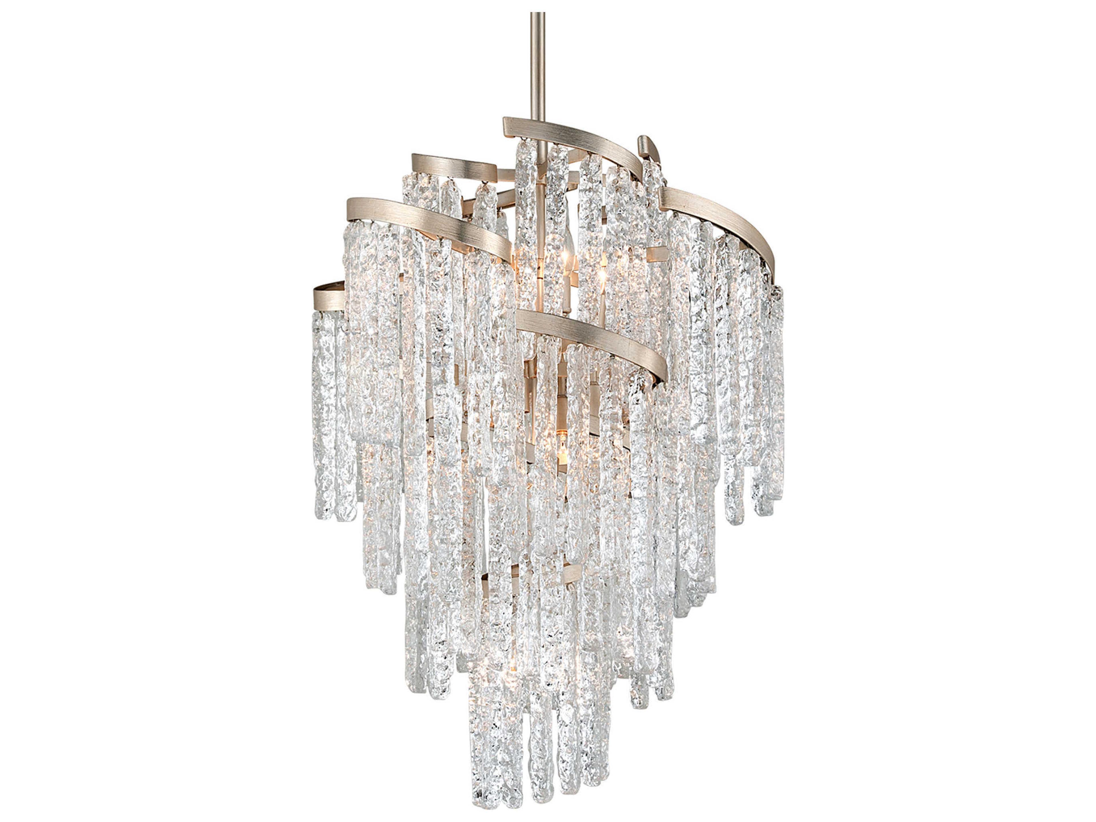 Corbett Lighting Mont Blanc 9-Light Modern Silver Leaf Glass Pendant
