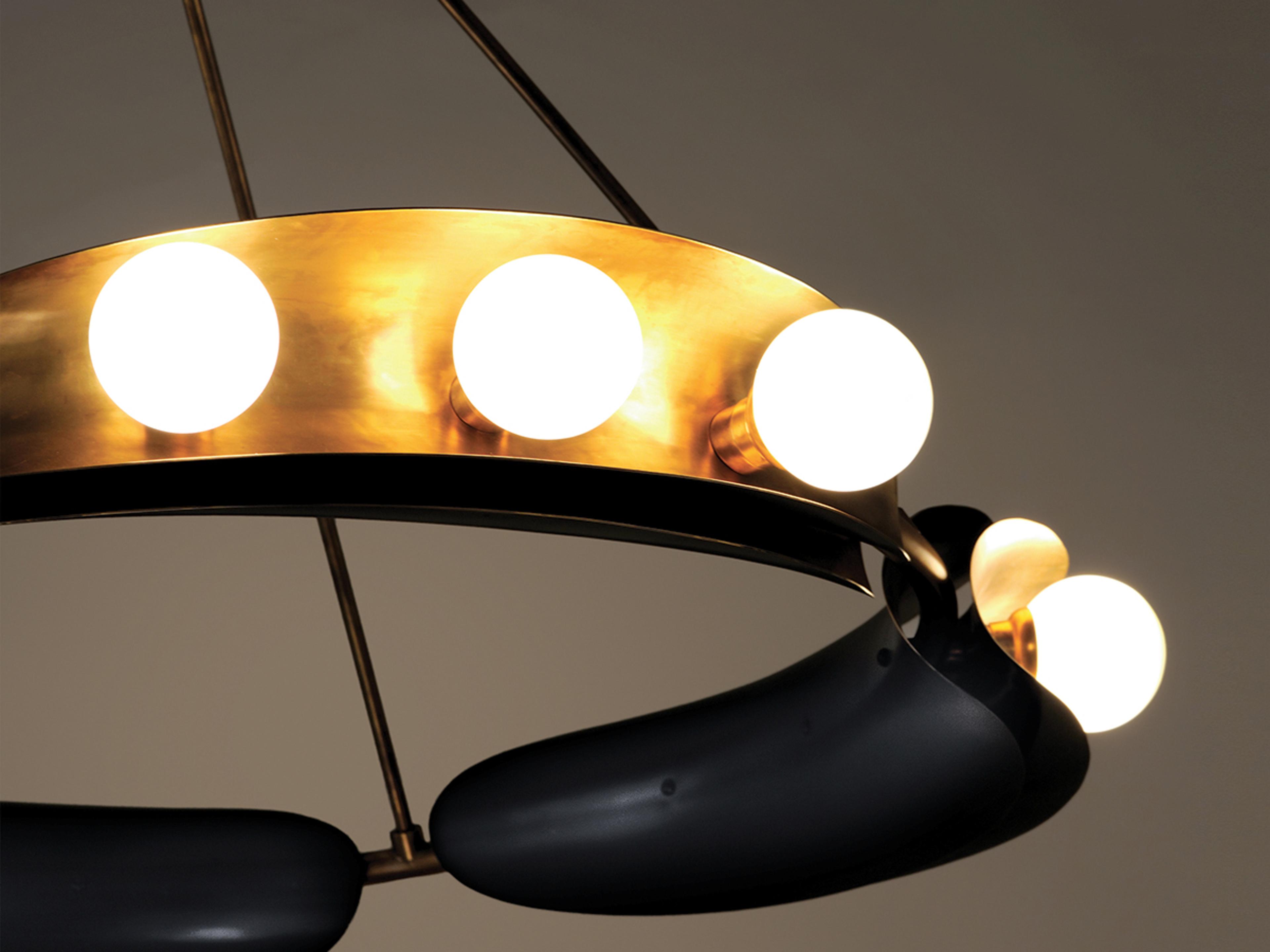 Corbett Lighting Hopper 12-Light Vintage Brass Bronze Glass Round Pendant