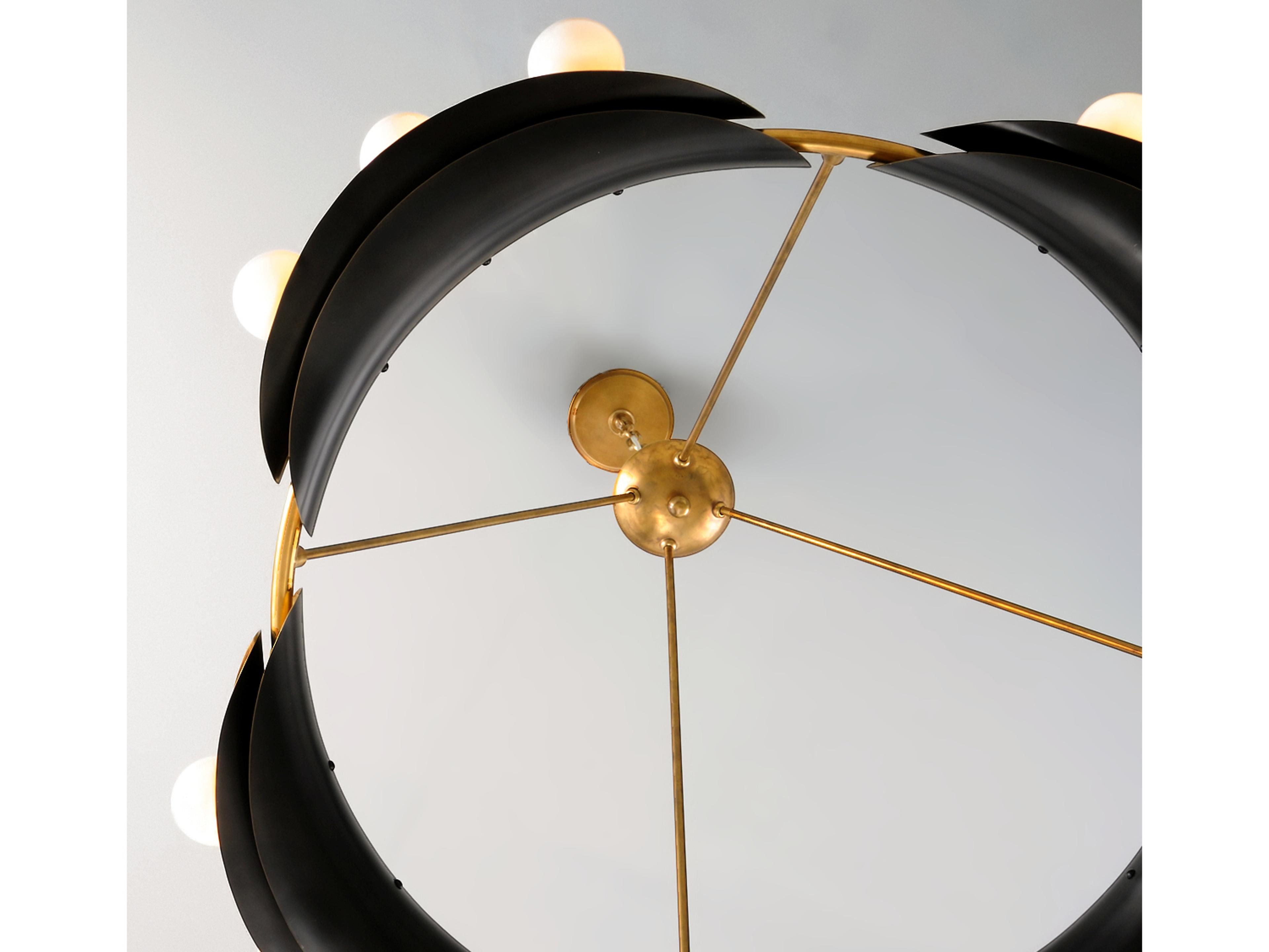 Corbett Lighting Hopper 12-Light Vintage Brass Bronze Glass Round Pendant