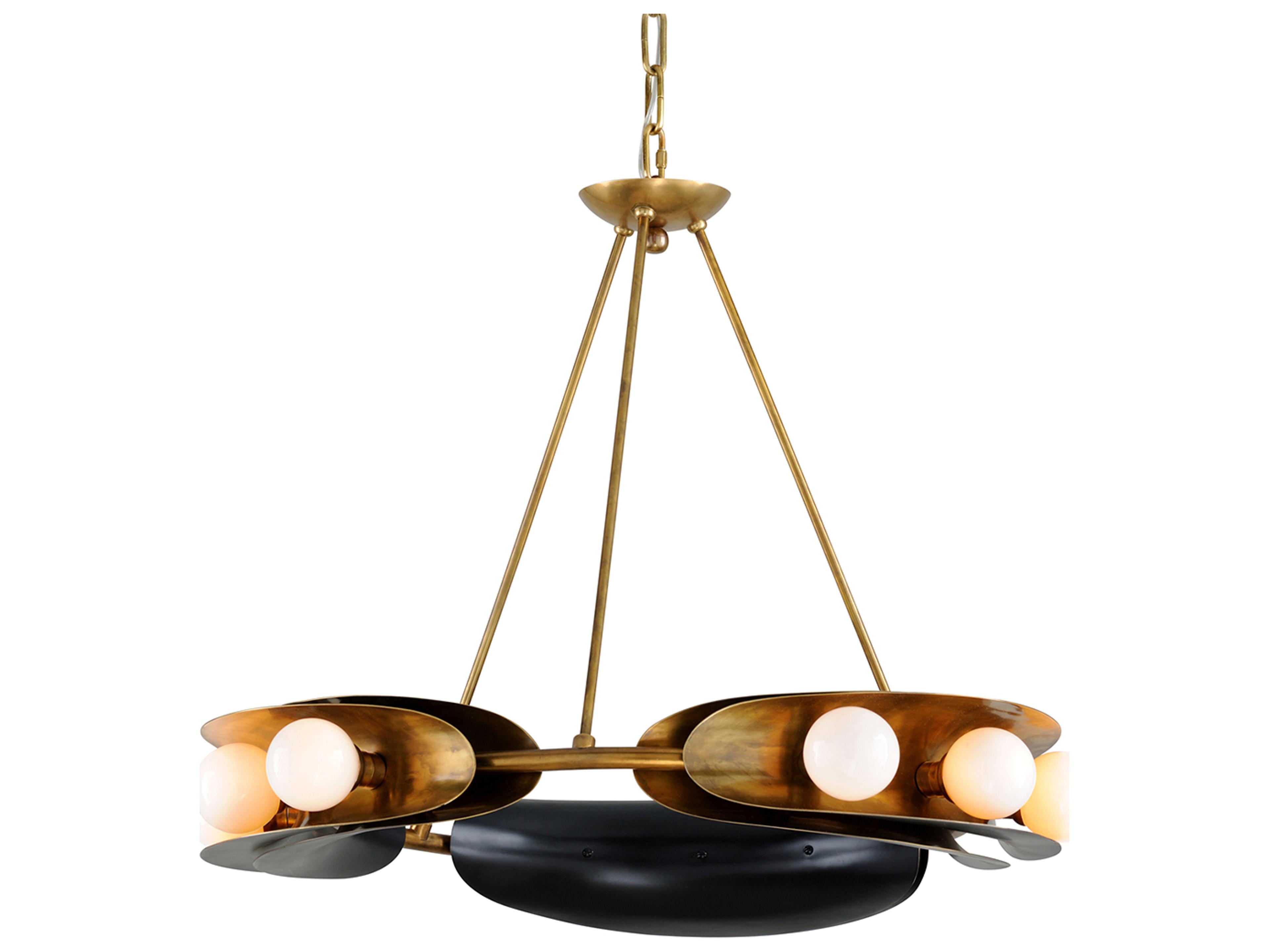 Corbett Lighting Hopper 9-Light Vintage Brass Bronze Glass Round Pendant